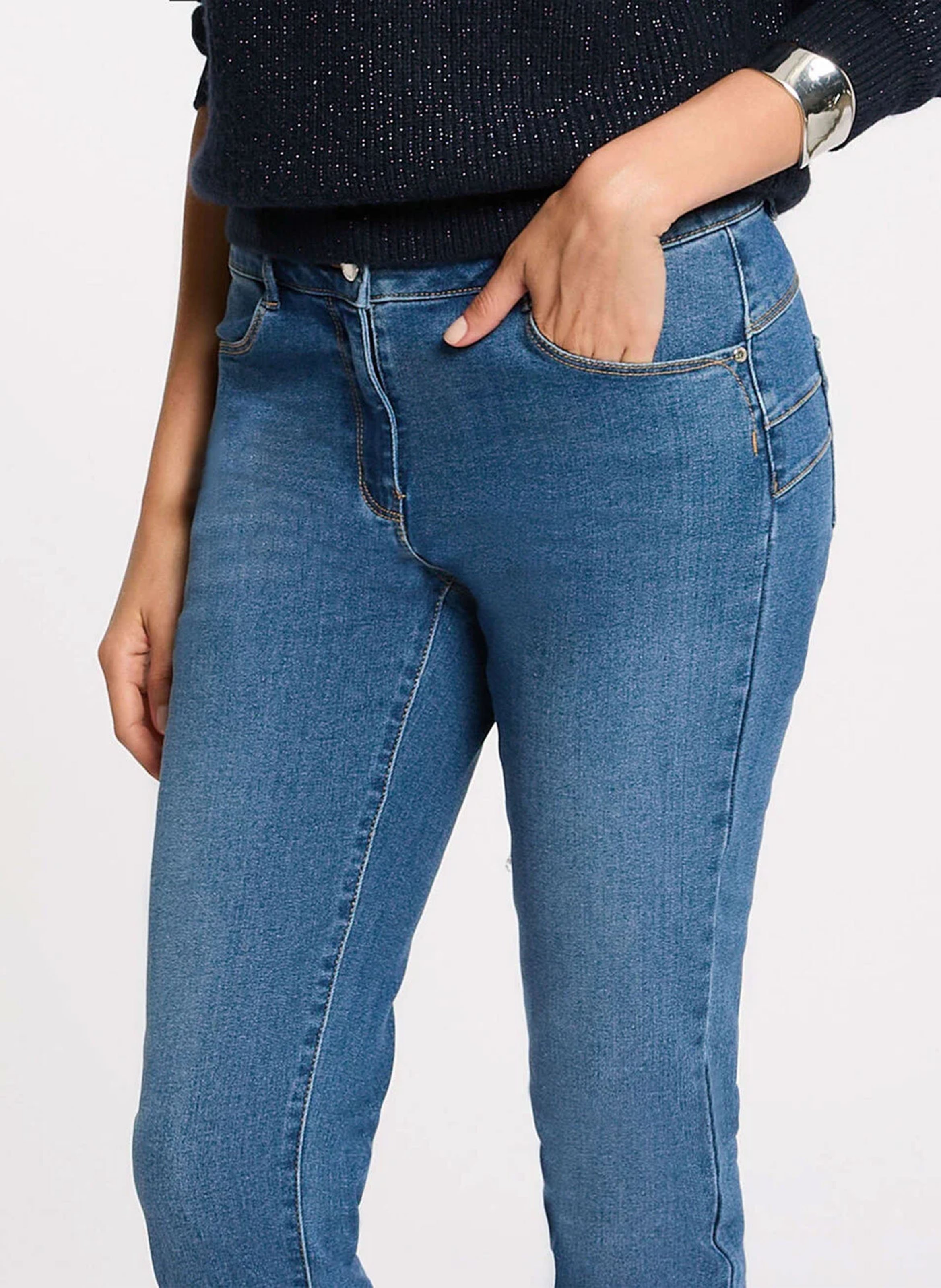 Raw-Denim-Jeans aus Baumwoll-Mix, Slim Fit Blau