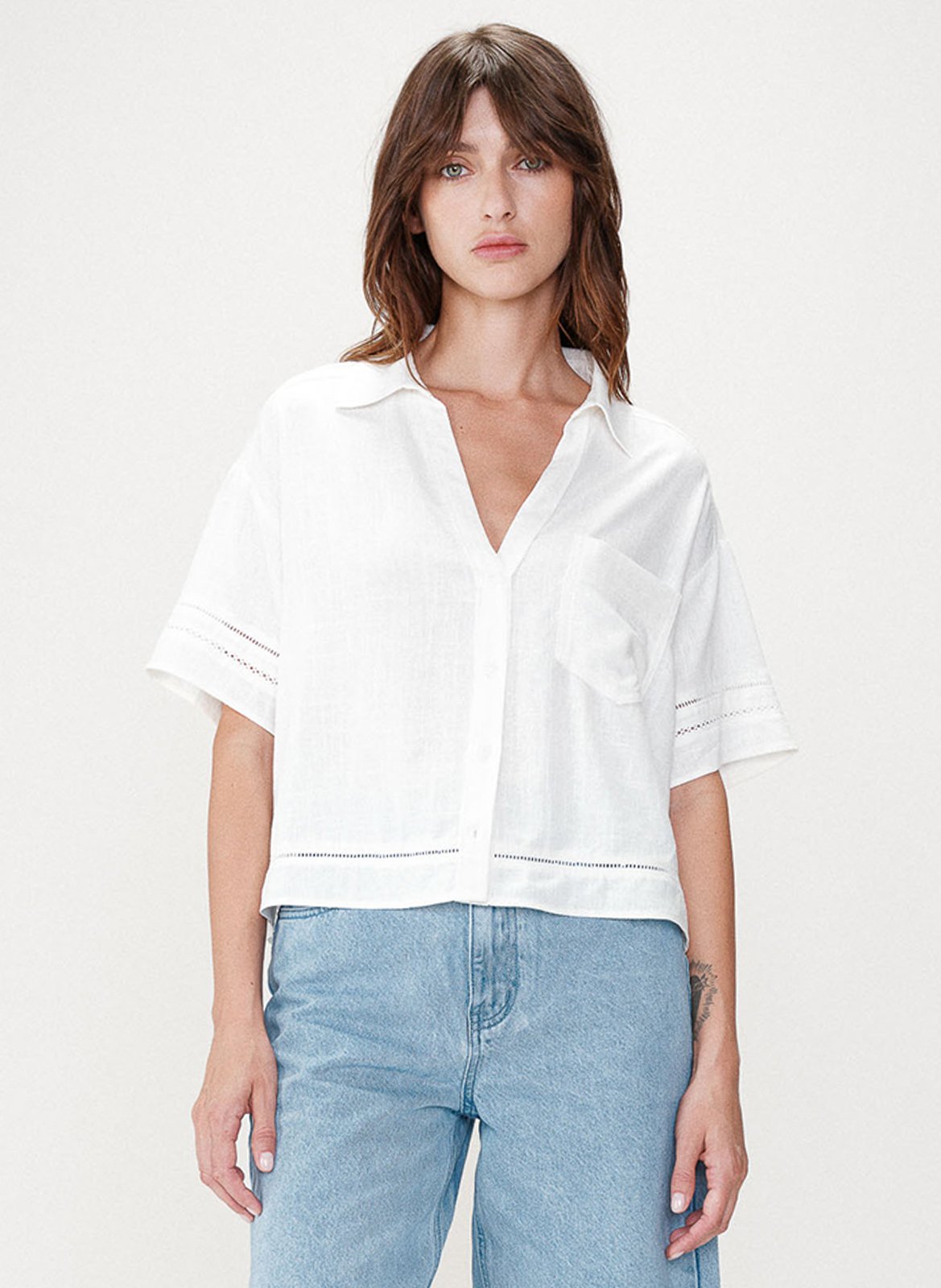 Bedrucktes Hemd mit klassischem Kragen GRACE ET MILA Weiss