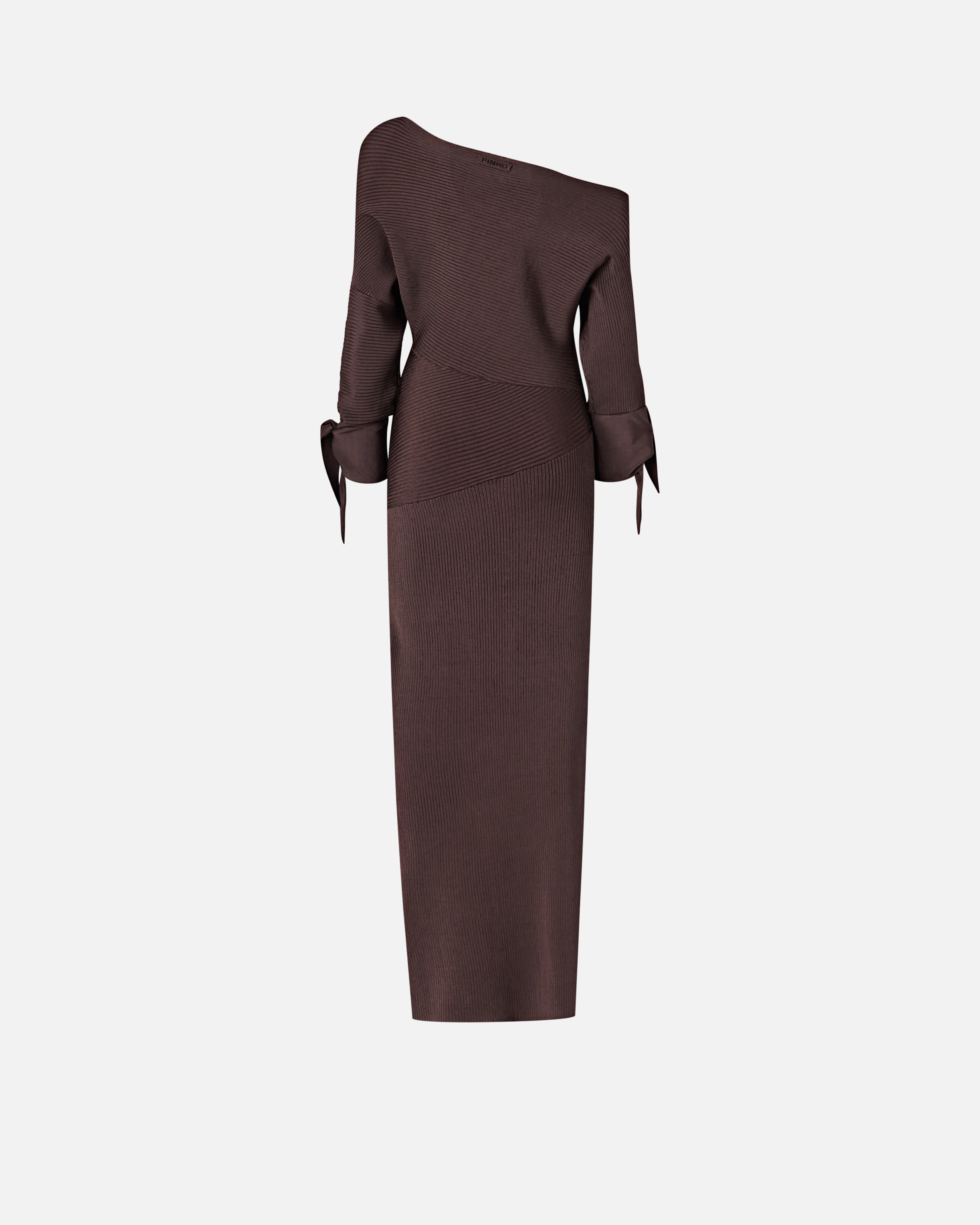Robe longue côtelée à col asymétrique PINKO Marron