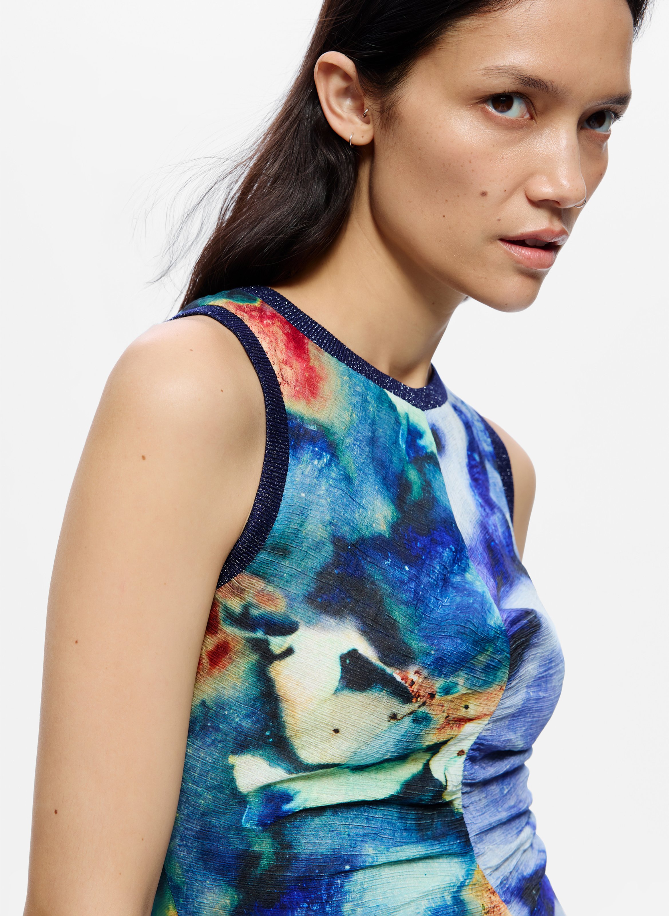 Débardeur imprimé col rond DESIGUAL Bleu