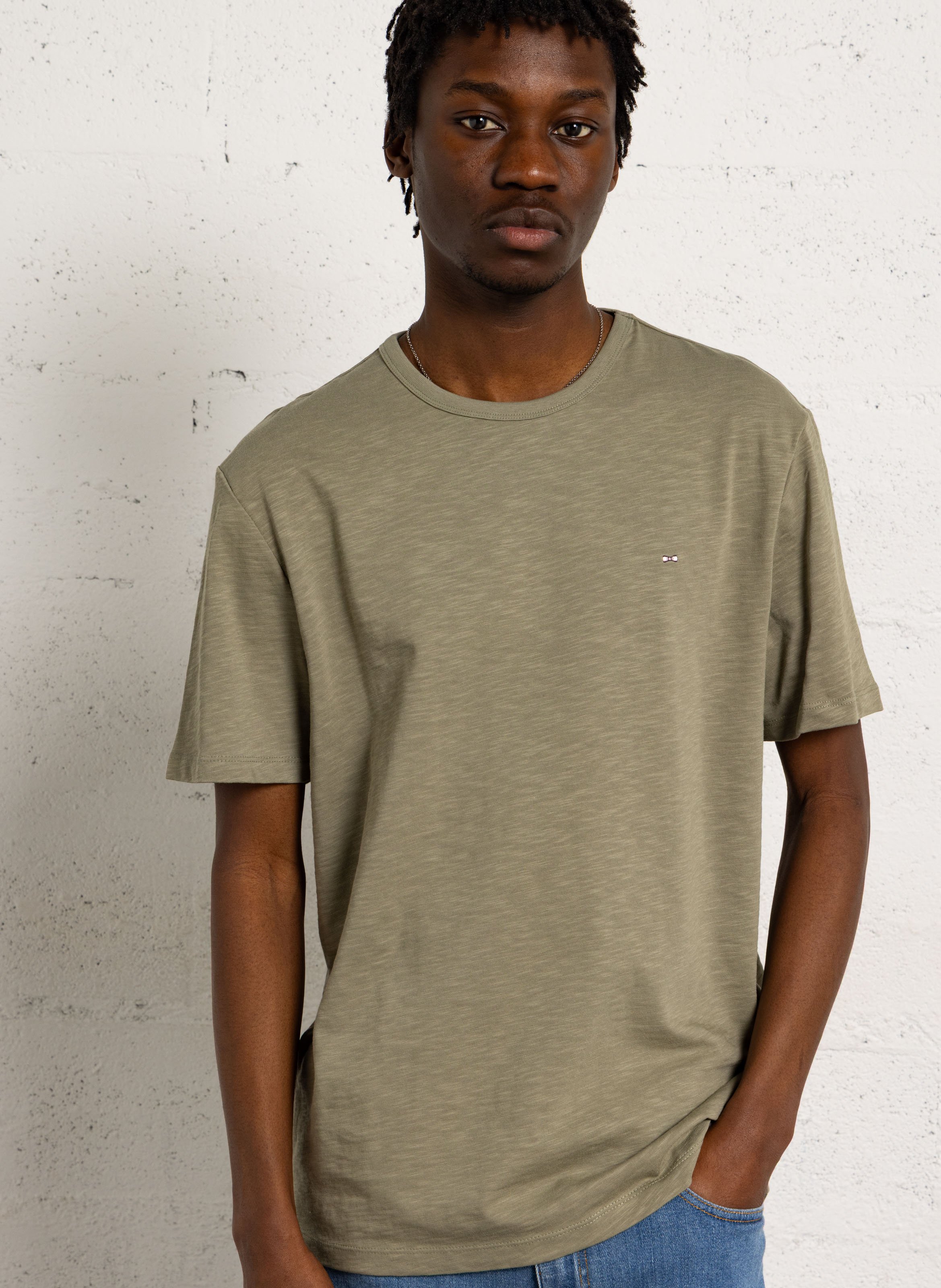 Tee-shirt droit col rond brodé en coton EDEN PARK