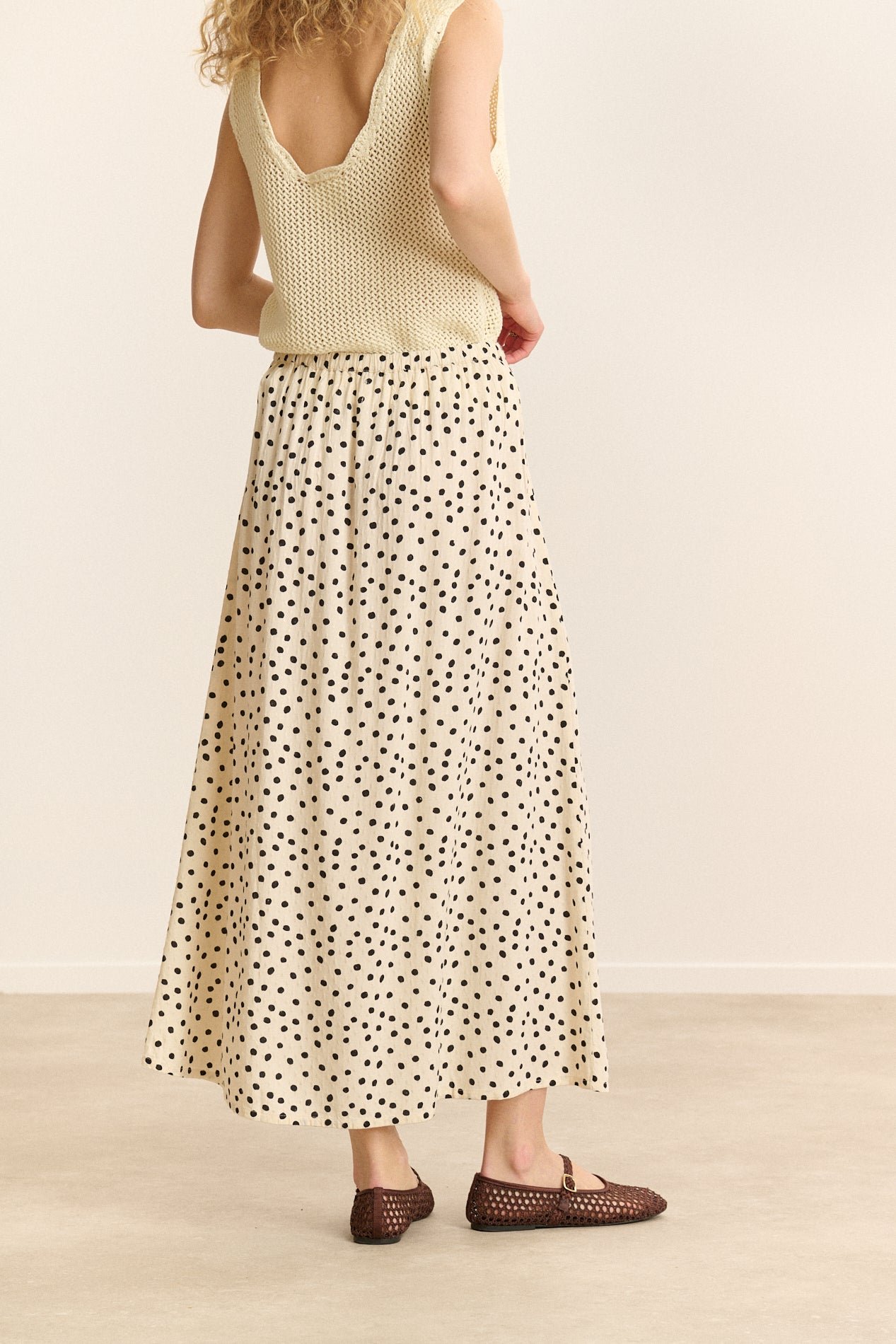 Polka dot midi skirt GARANCE PARIS White