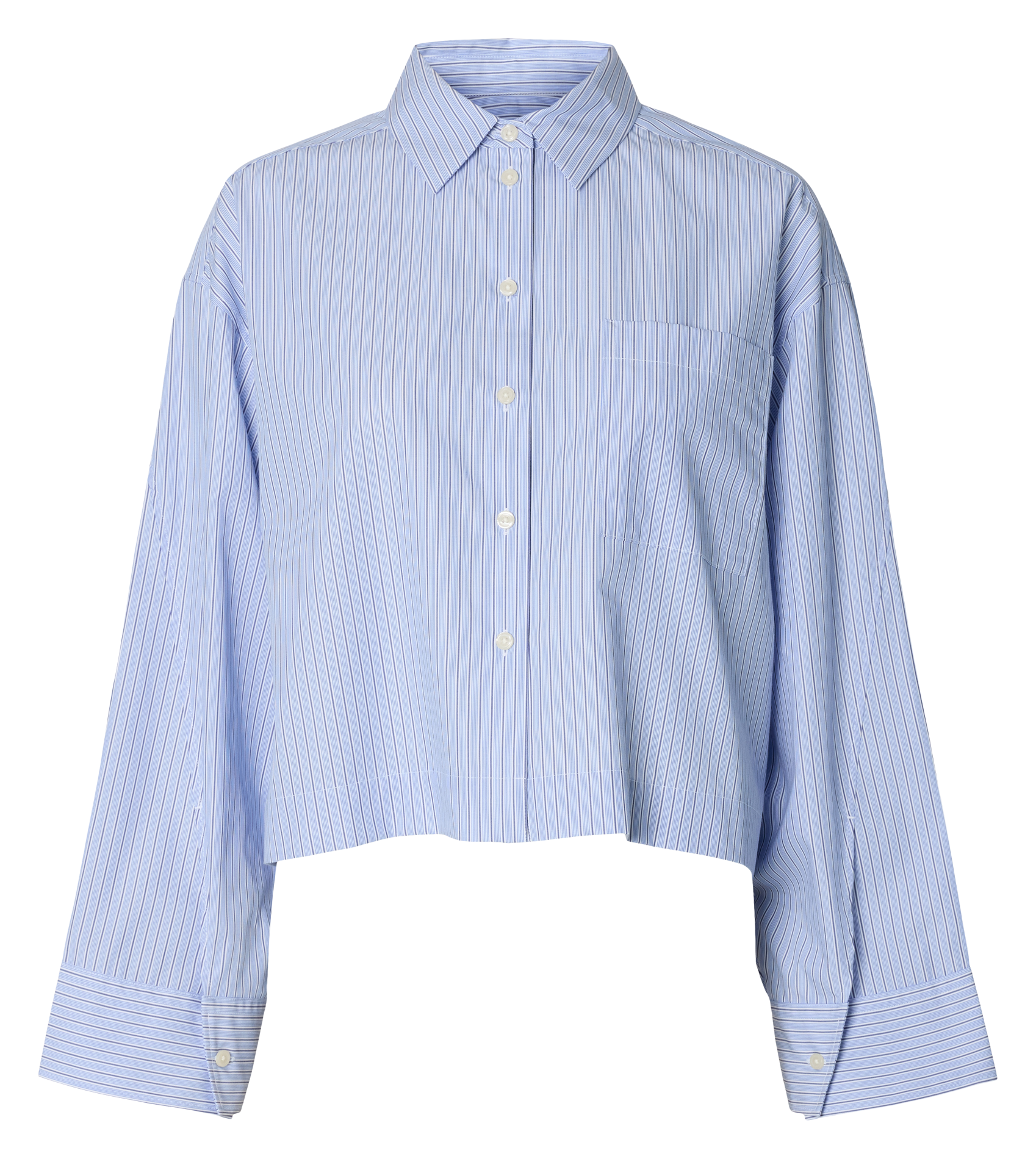 Chemise droite col classique rayée en coton bio SELECTED Bleu