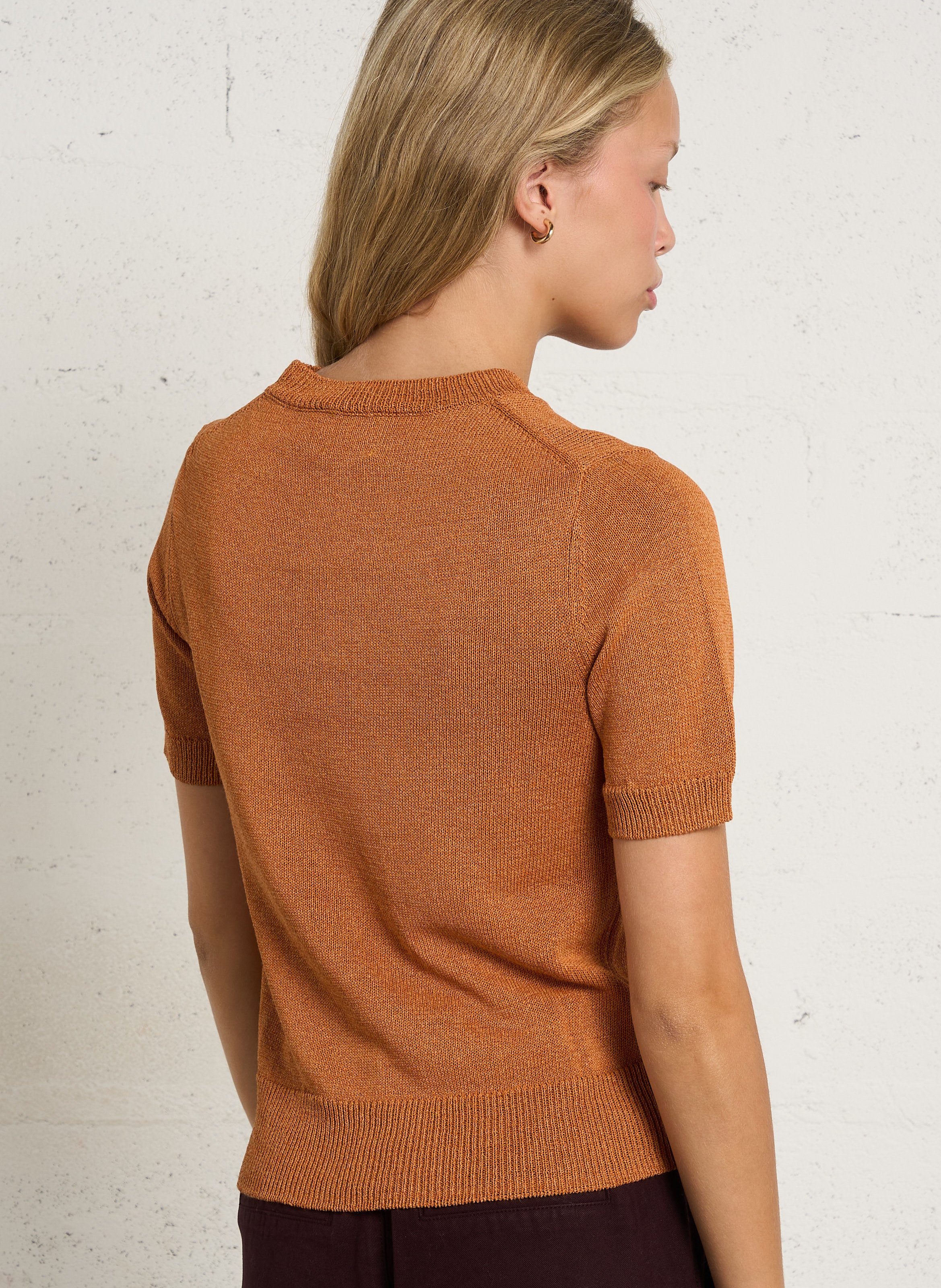 Round-neck cotton-blend T-shirt MAISON 123 Golden