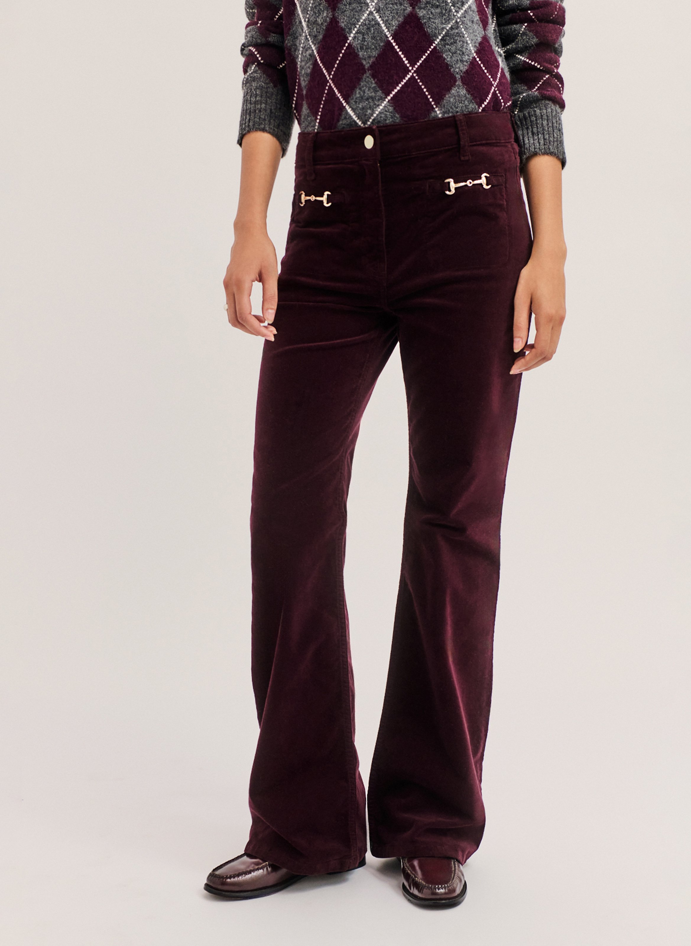 Pantalon bootcut en coton mélangé PABLO