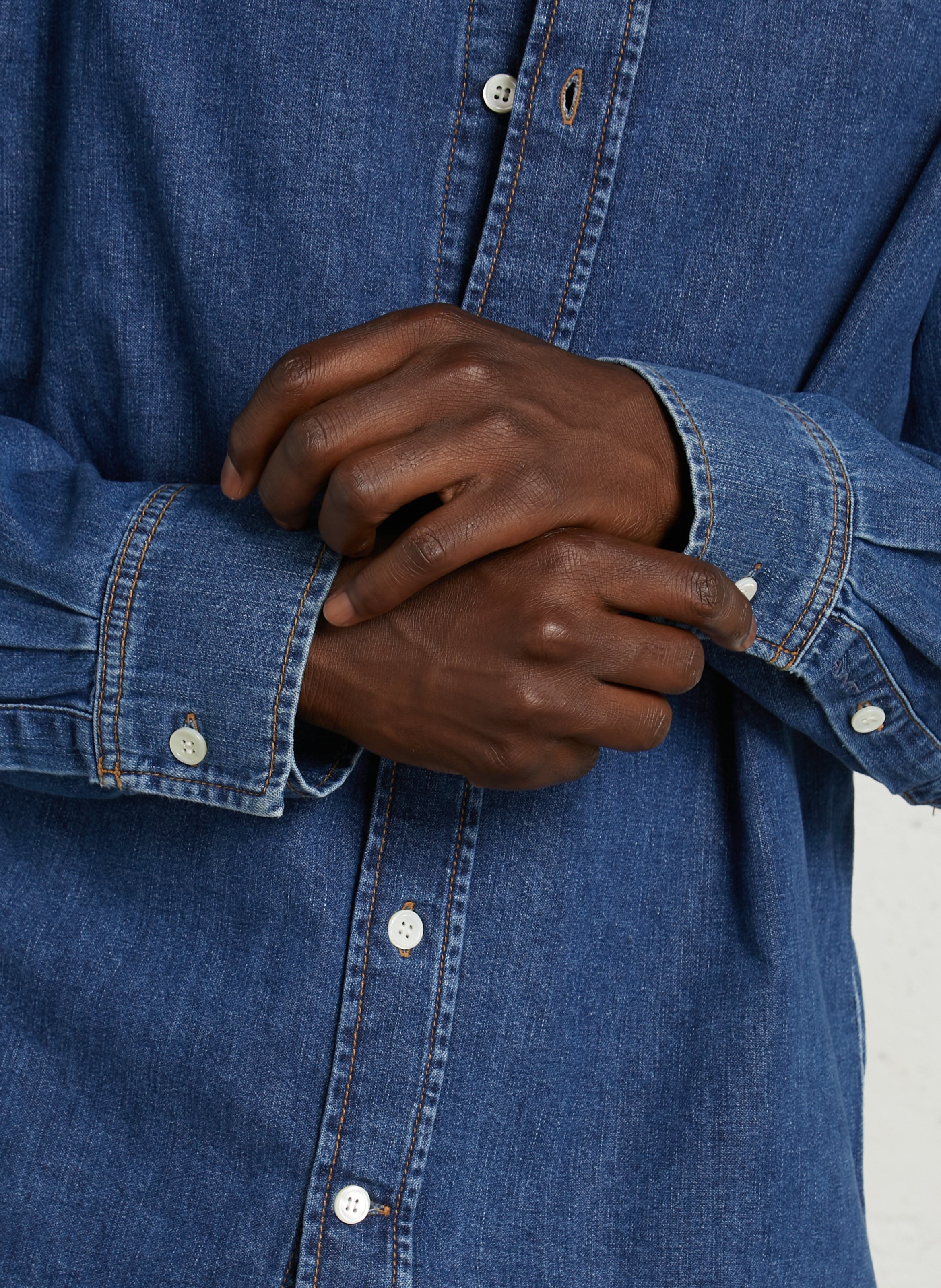 Chemise droite boutonnée en jean GANT Bleu