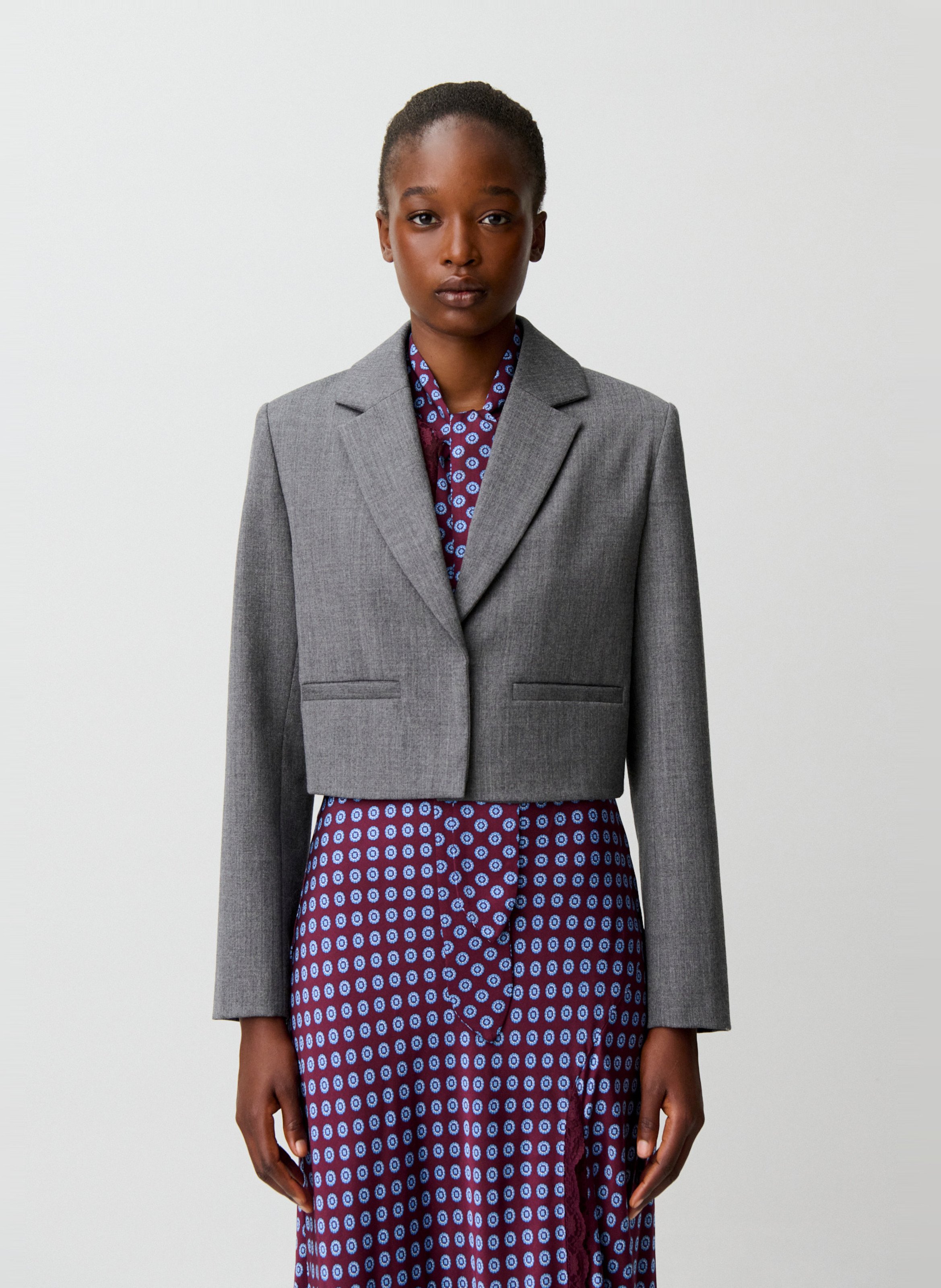 Veste tailleur droite en laine CLAUDIE PIERLOT Gris
