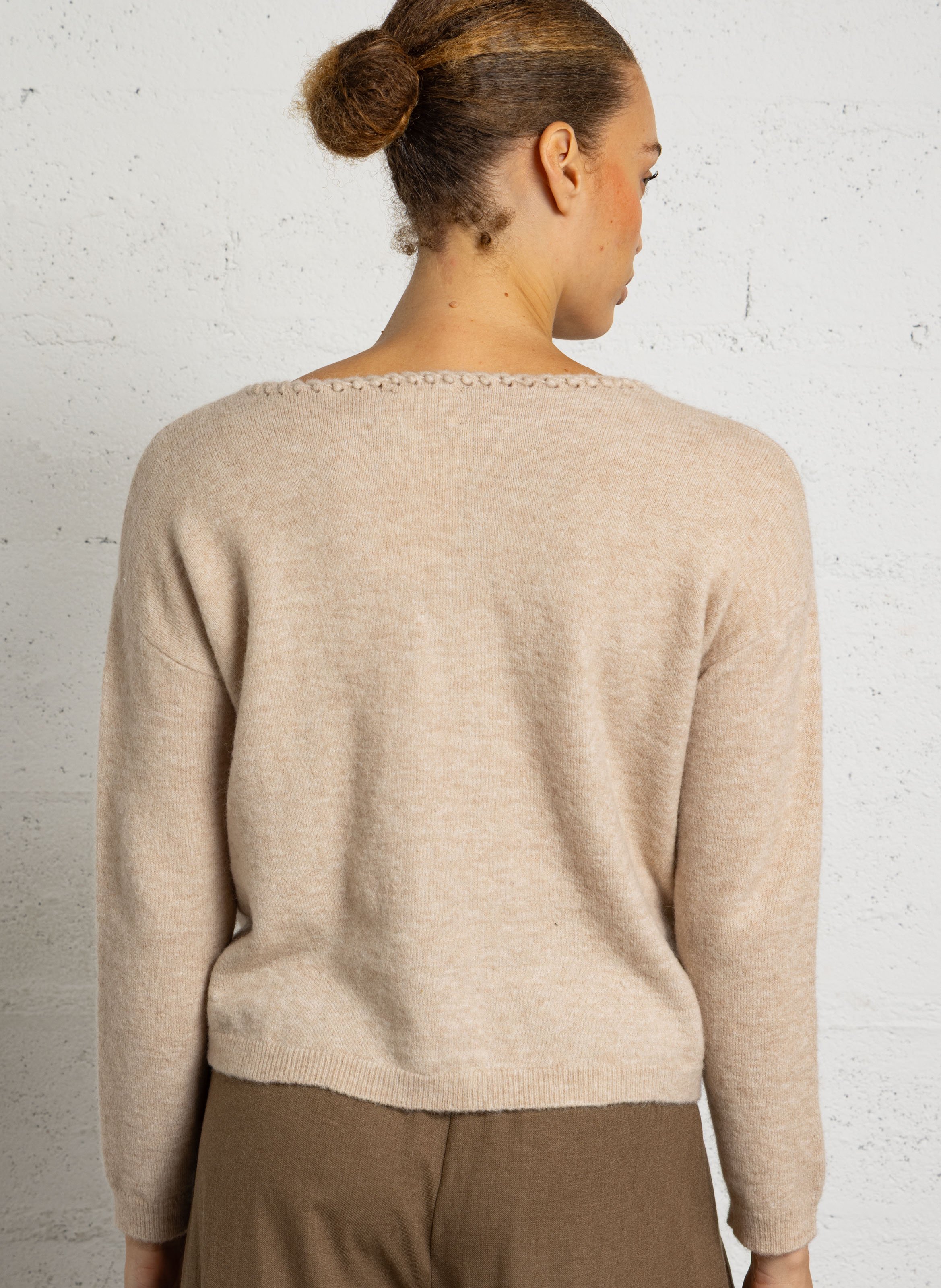 Gerade geschnittener Wollmix-Pullover MAISON 123 Weiss