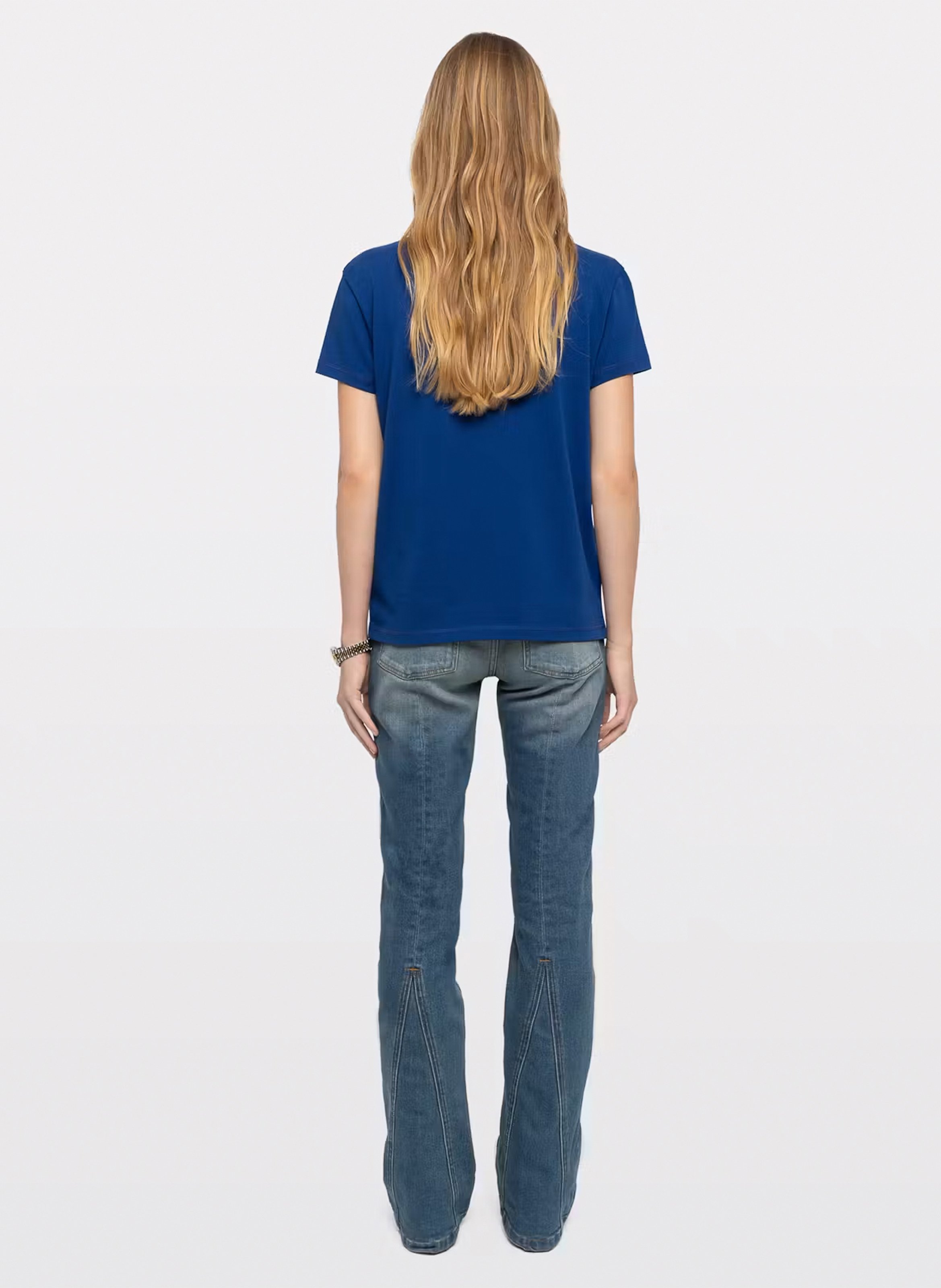 Recht T-shirt met ronde hals en zeefdruk ZADIG&VOLTAIRE Blauw