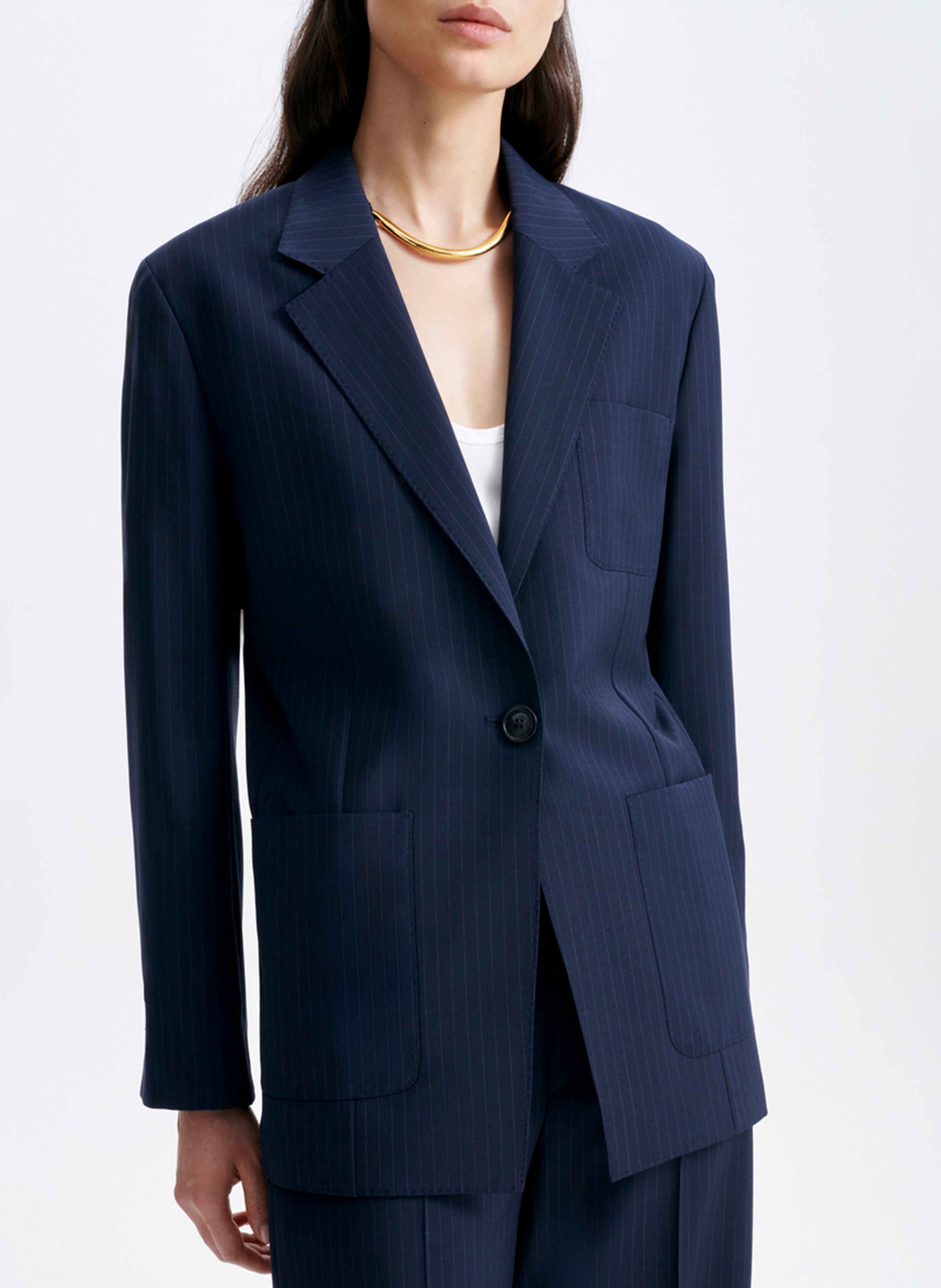 Striped straight blazer VANESSA BRUNO Blue