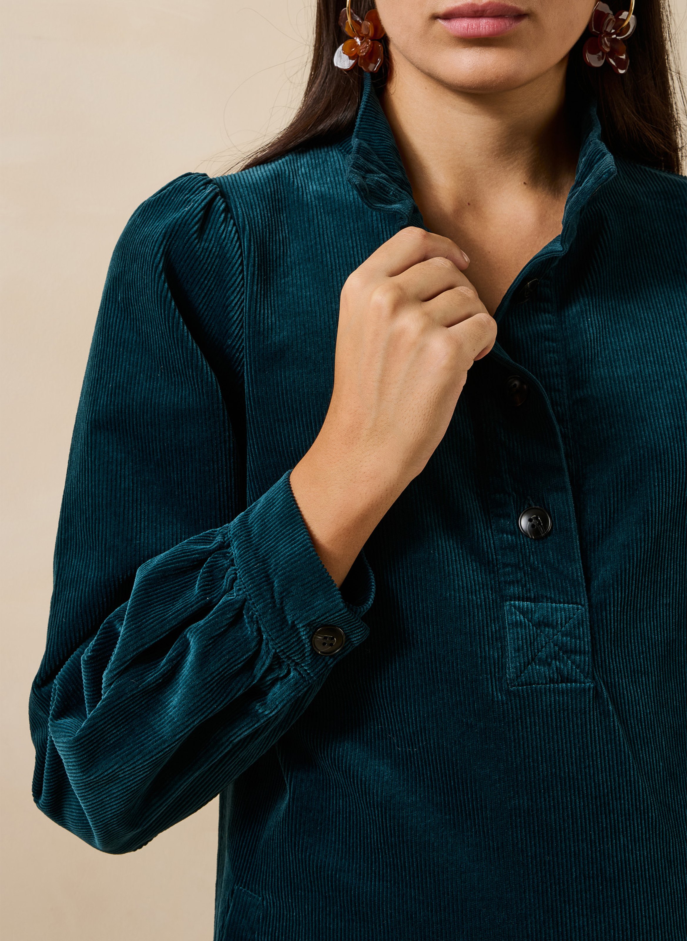Korte gerende jurk met tunesische hals LA FEE MARABOUTEE Blauw