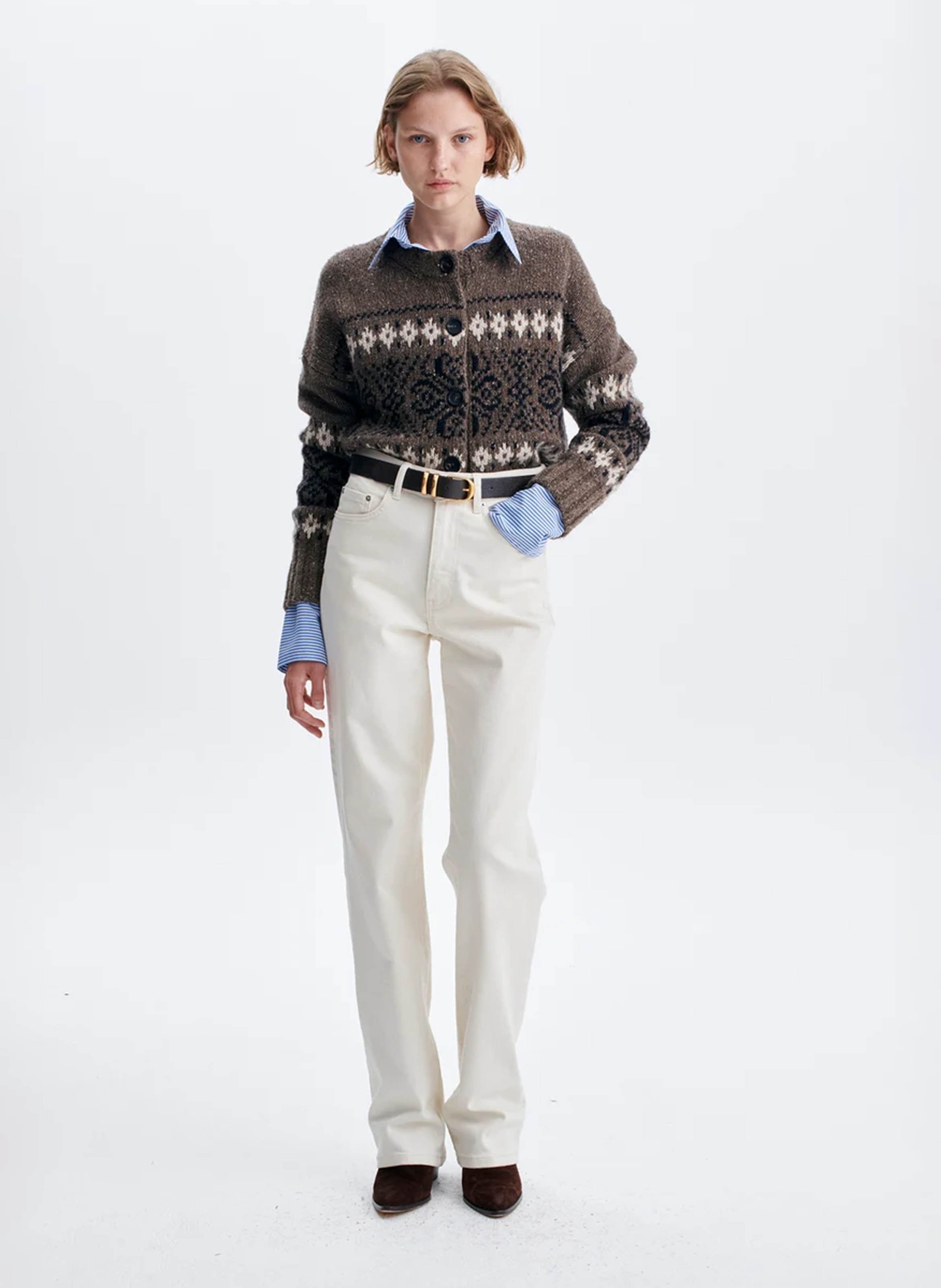 Round-neck wool and cashmere cardigan VANESSA BRUNO Beige