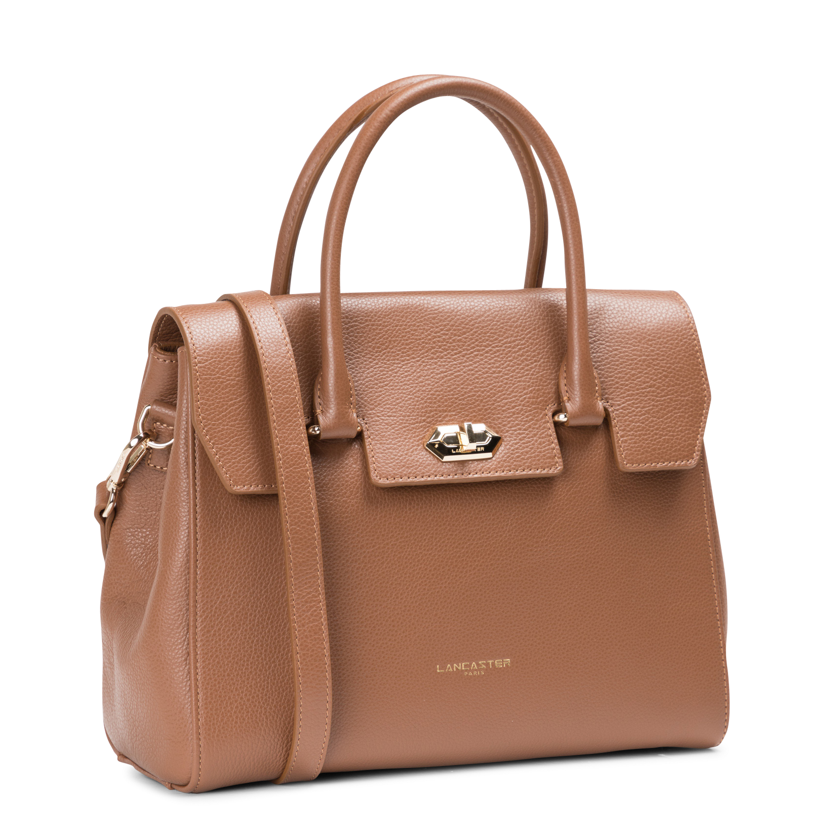 Sac à main à rabat en cuir LANCASTER PARIS Marron