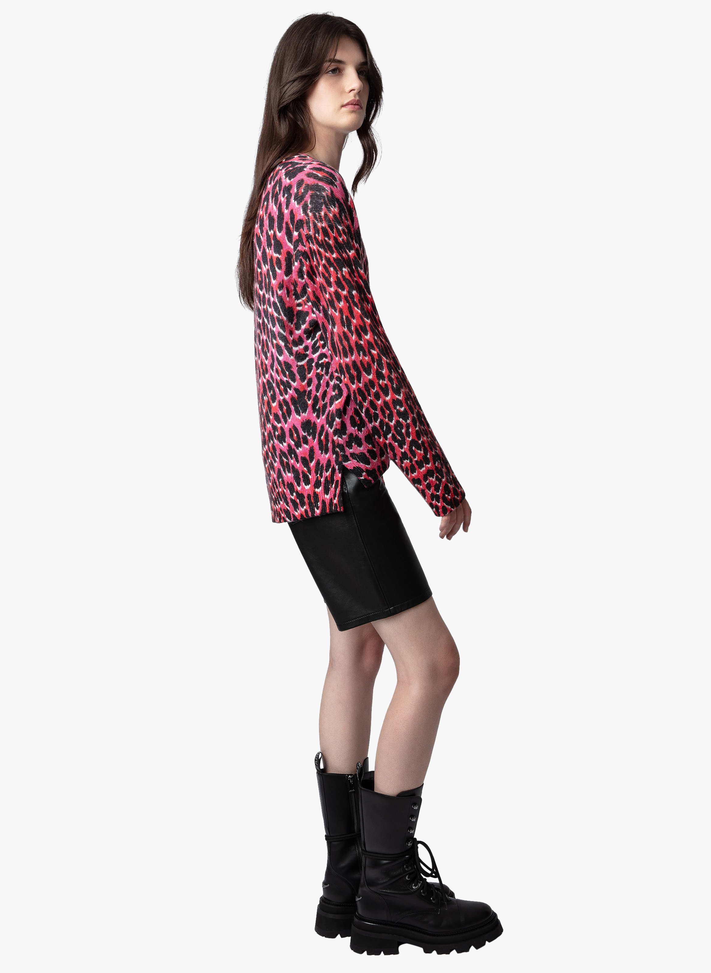 Leopard print outlet cashmere cardigan