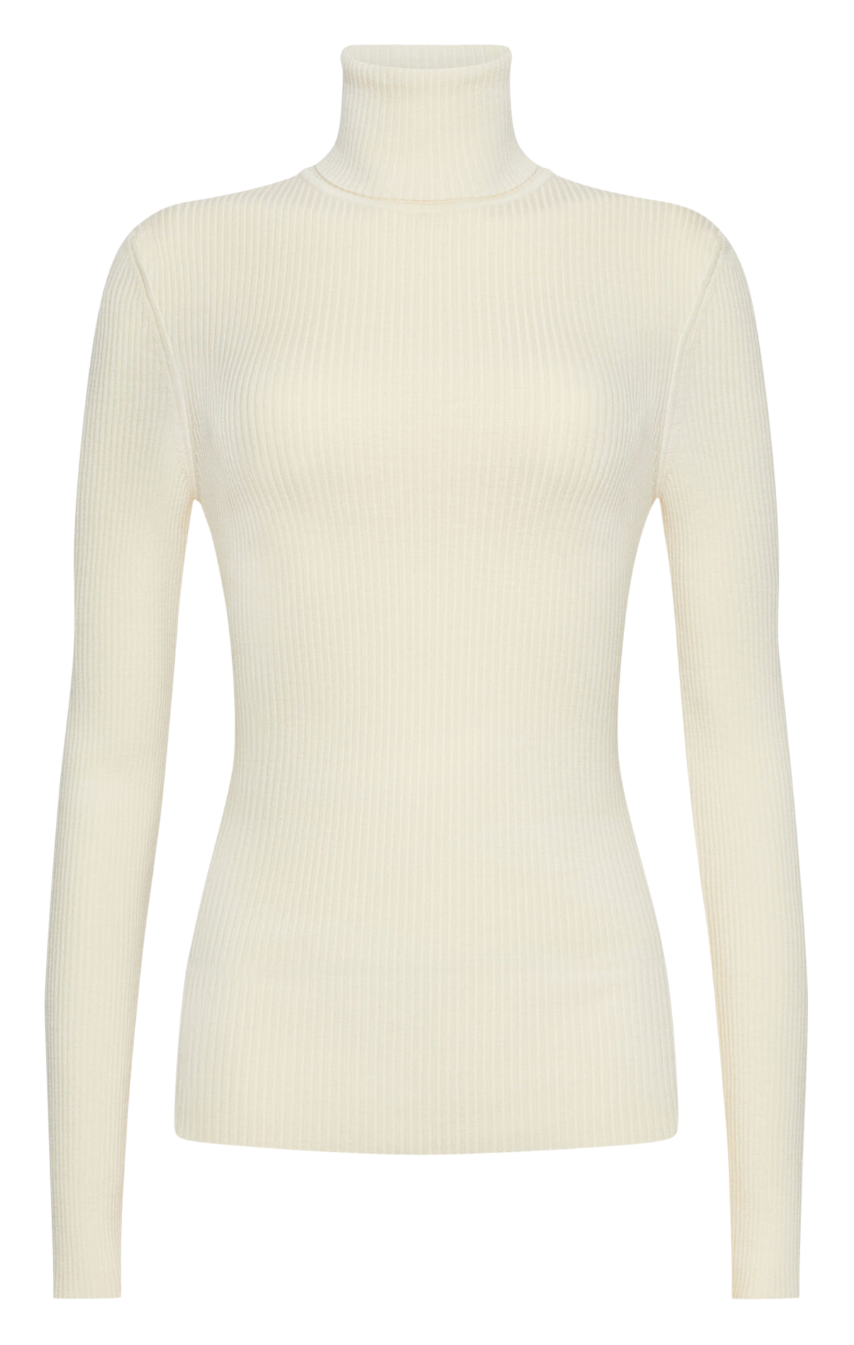 Pull col roulé côtelé en laine  WOLFORD Beige