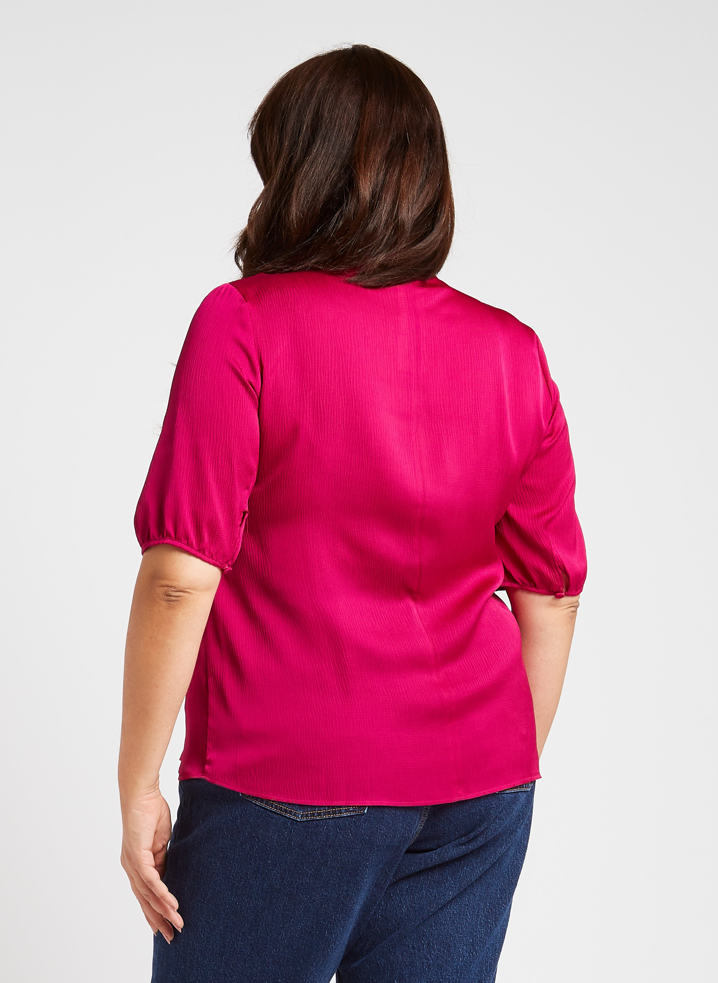 Loose-fit V-neck blouse with tie PERSONA by Marina Rinaldi Pink