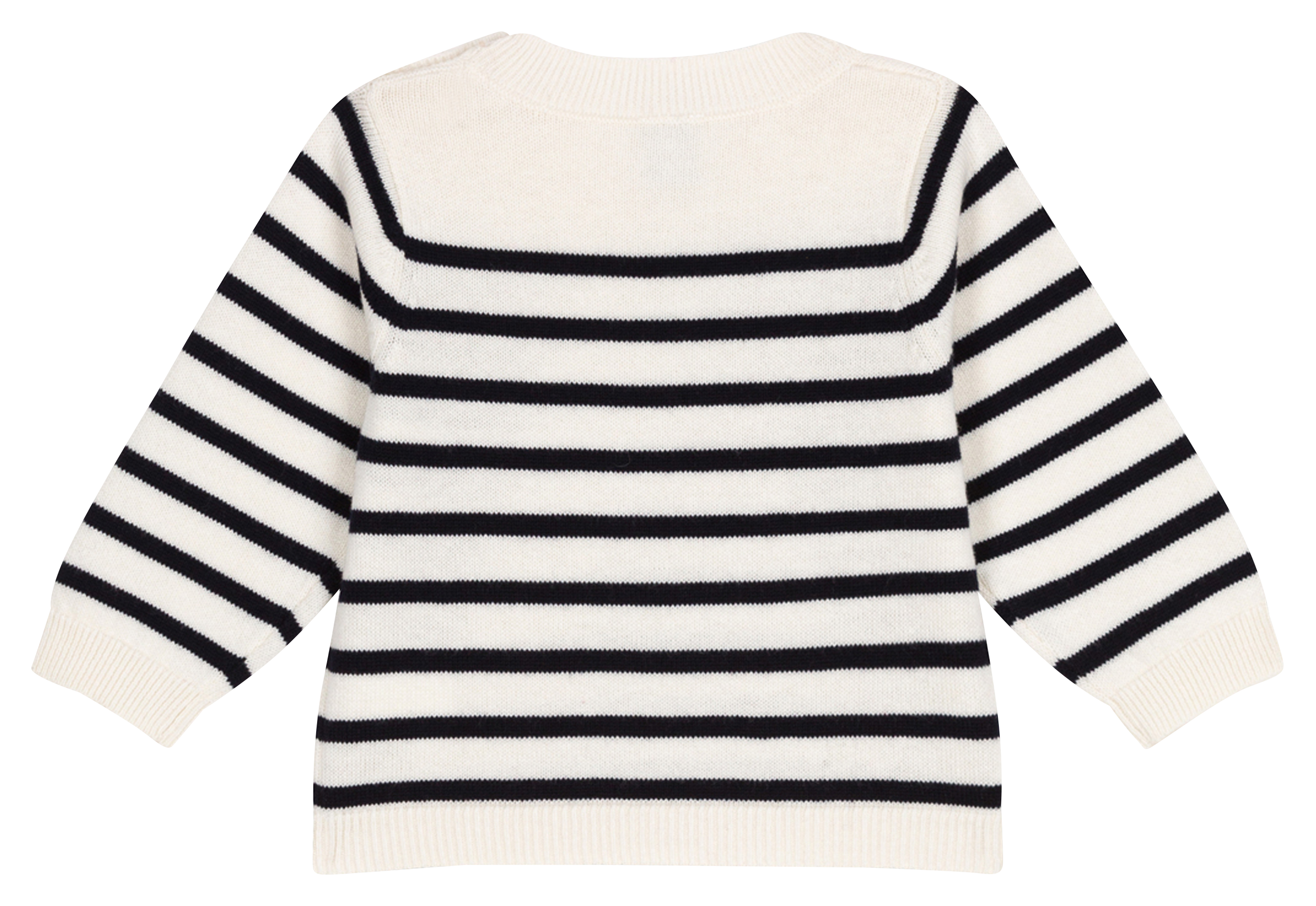 Pull col rond droit en laine et coton mélangé PETIT BATEAU Blanc