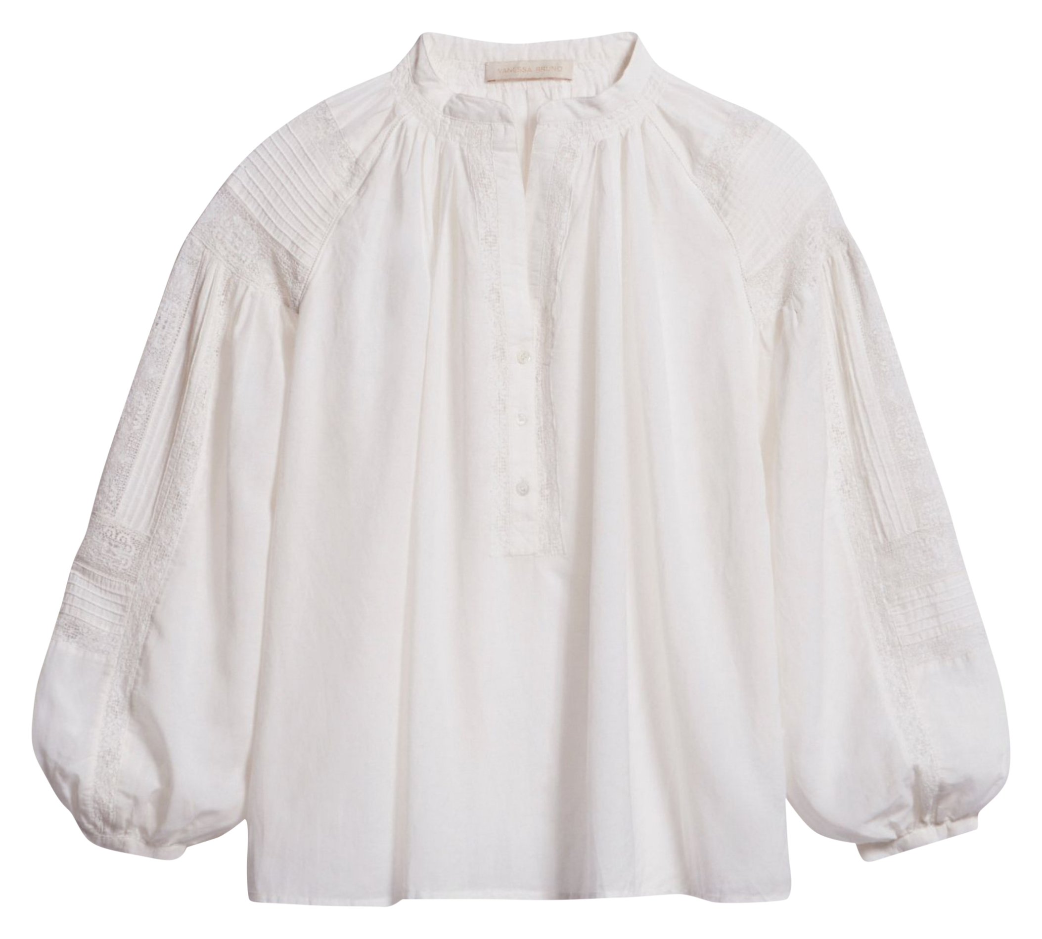 Long-sleeved lace blouse White