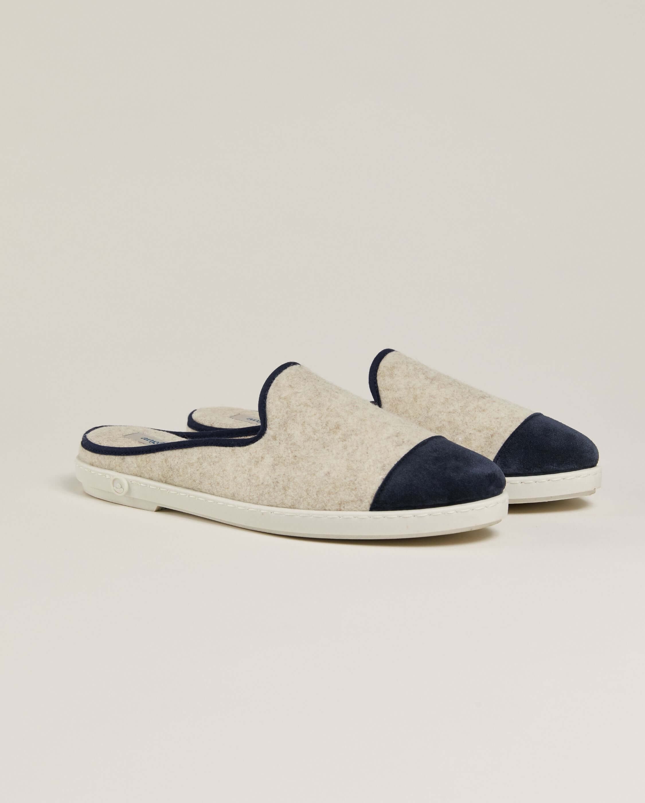 Mule homme laine, beige marine ANGARDE Beige