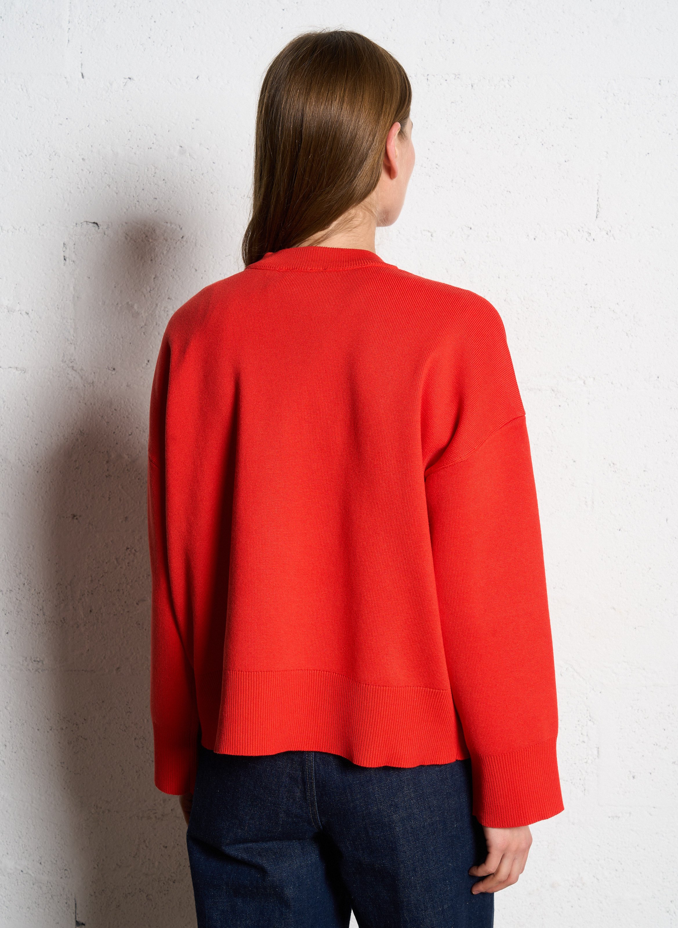 Gerade geschnittener Rundhalspullover OBJECT Orange