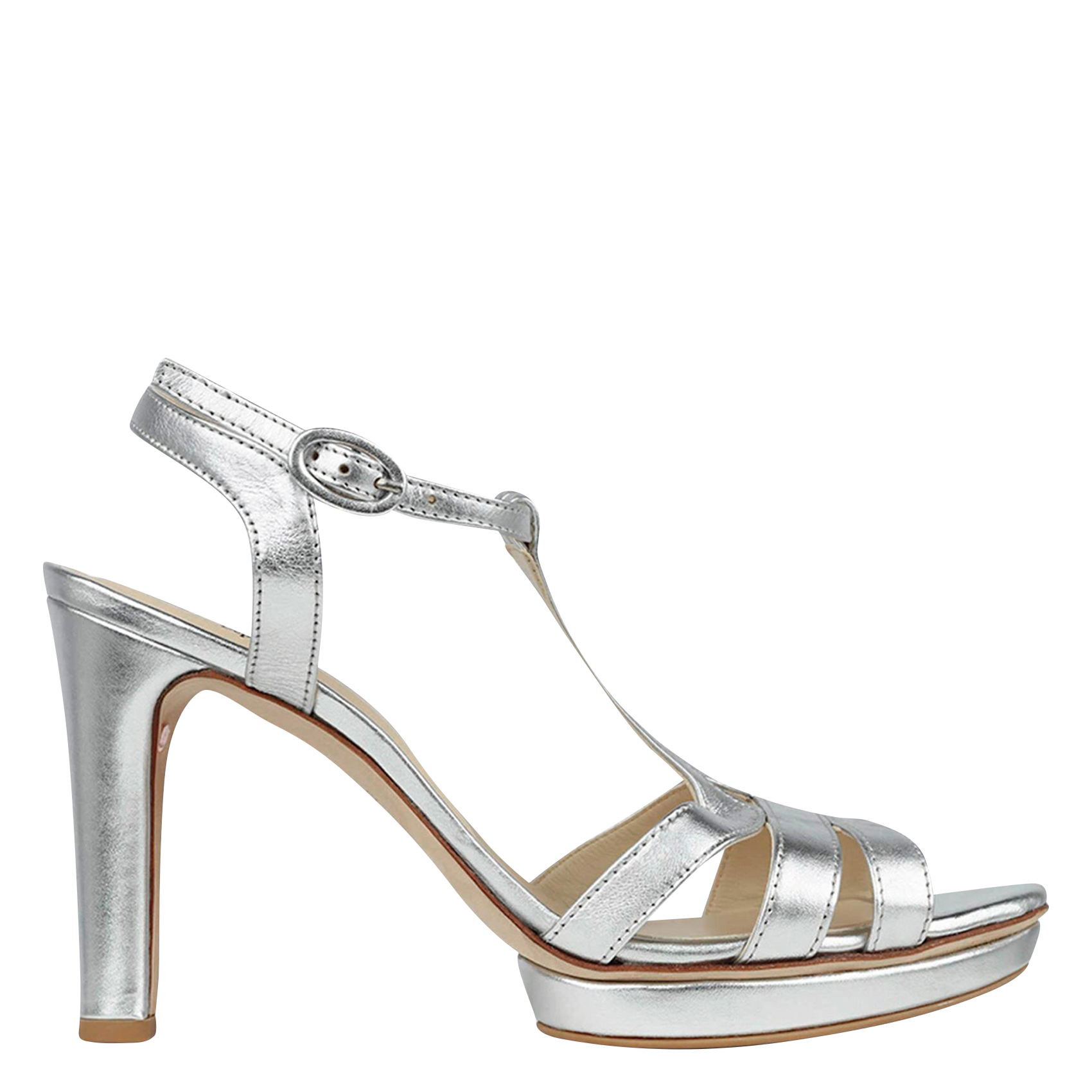 High strappy leather sandals REPETTO Silver