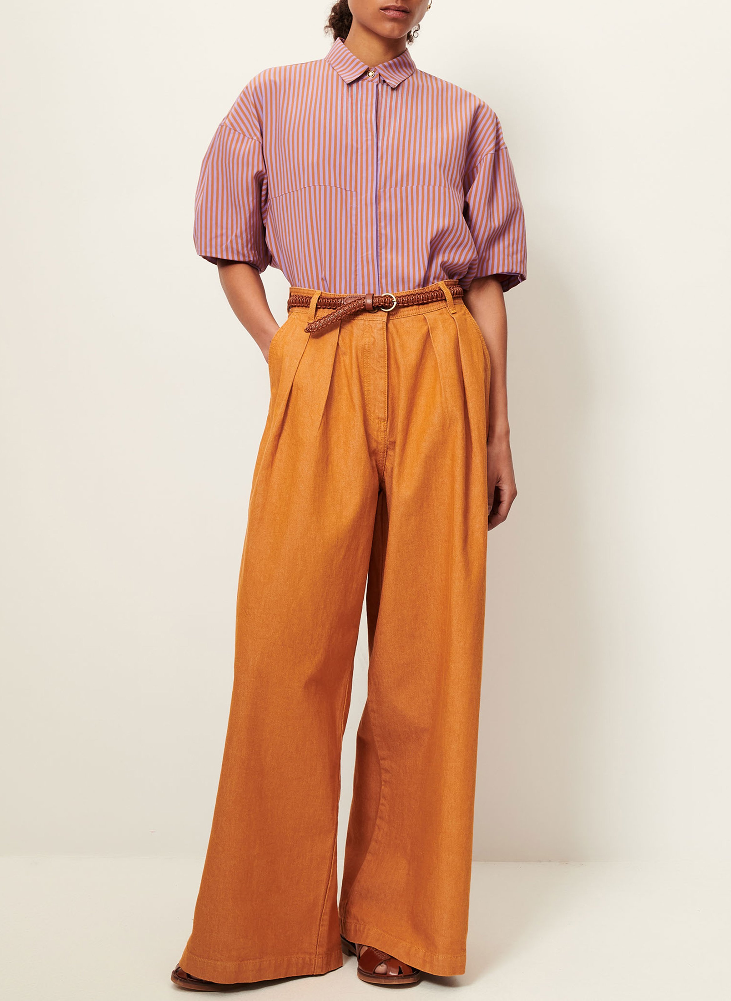 Wide cotton trousers  SESSUN Orange