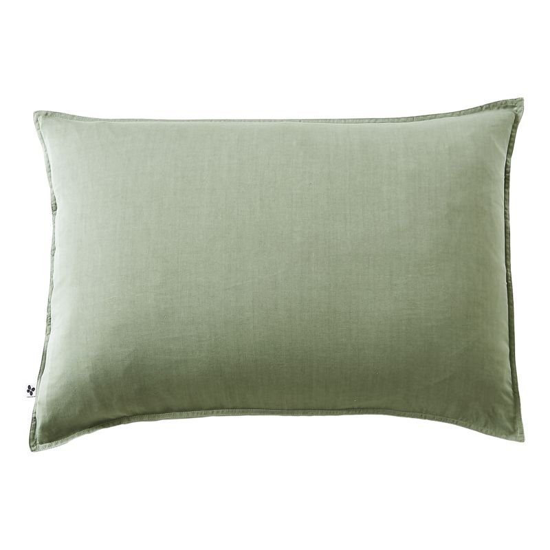 Cotton percale pillow case L'EFFET PAPILLON Green