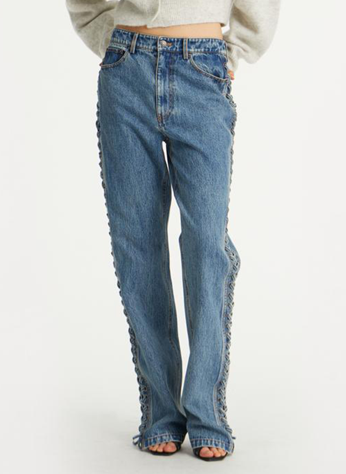 Jean droit en coton bio ROTATE Bleu