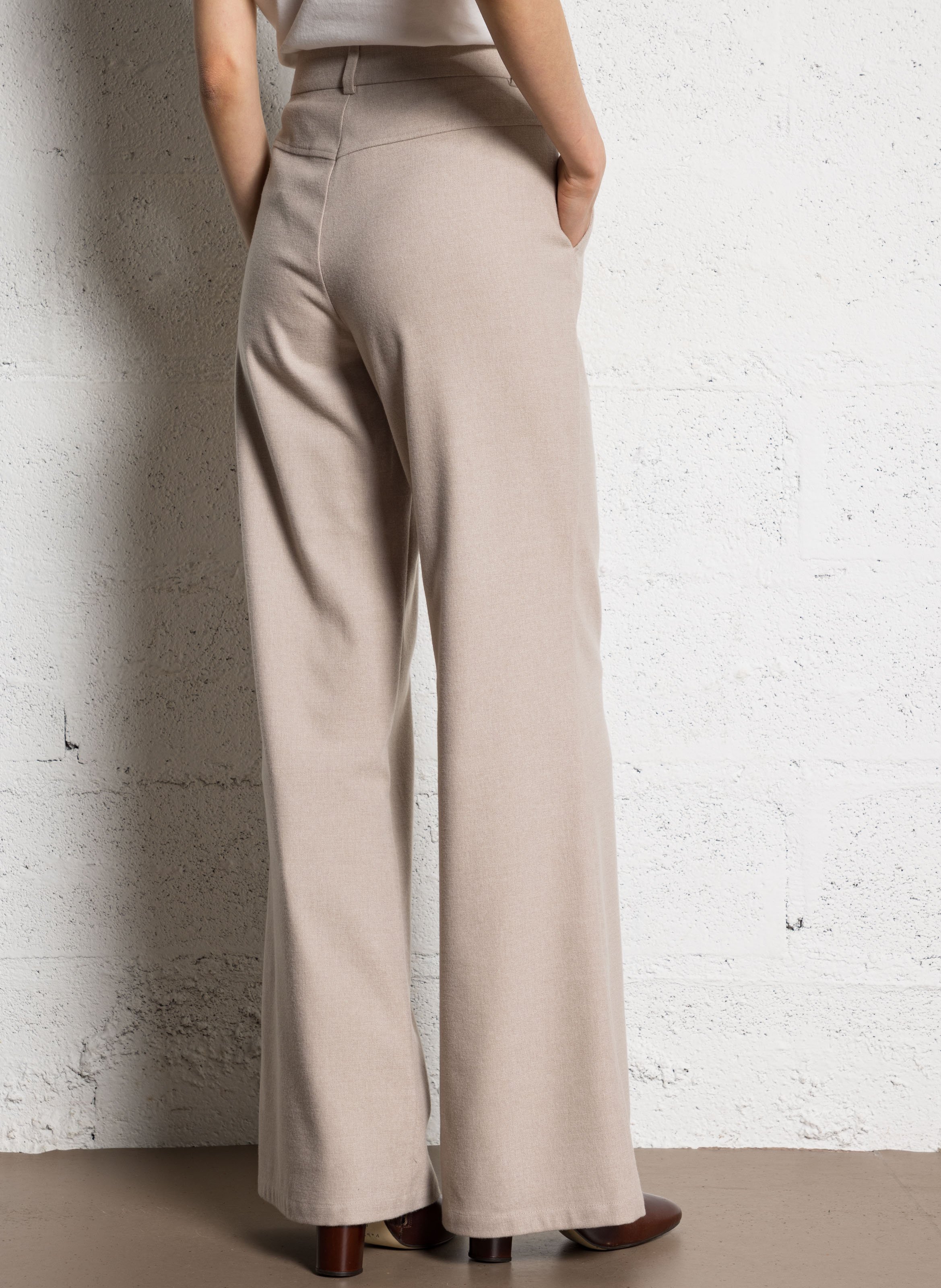 Pantalon tailleur large taille haute  ONE STEP Marron