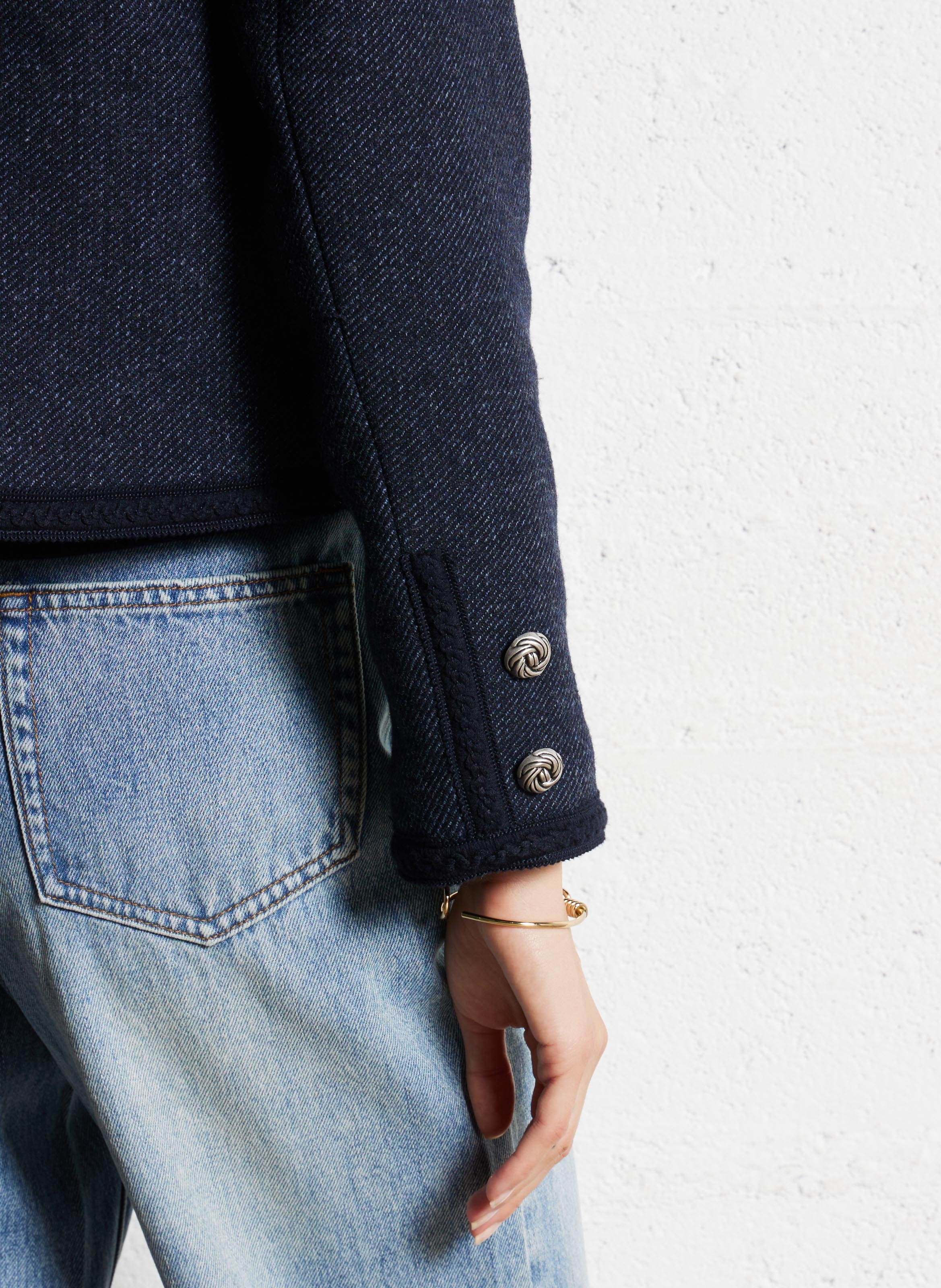 Veste droite en laine mélangée SUNCOO Bleu