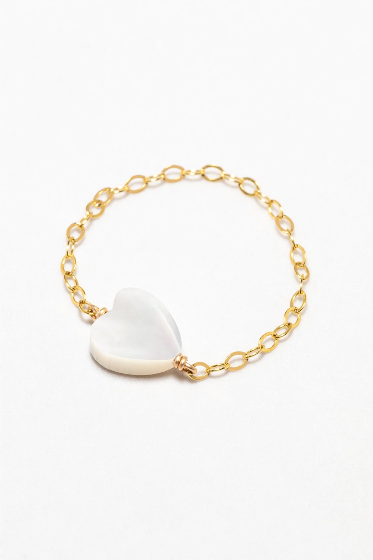 Heart mother-of-pearl chain ring YAY White