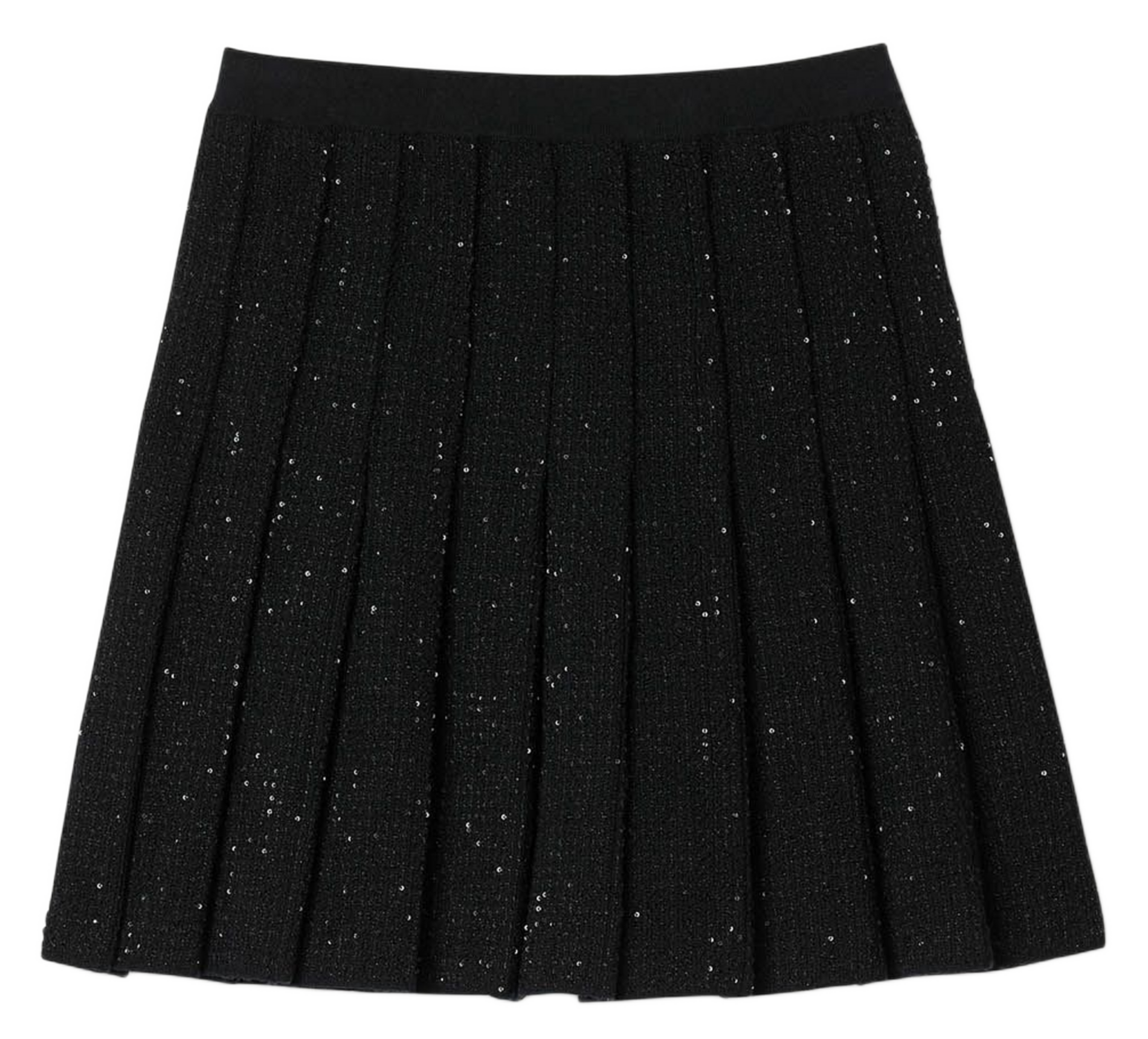 Short pleated tweed skirt with sequins SANDRO Black
