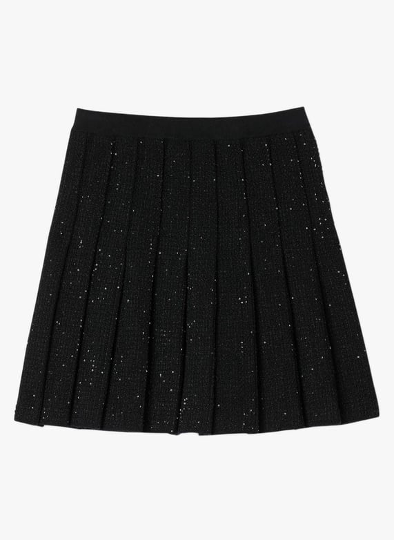 Jupe courte plissée en tweed à sequins 34 - Main Image
