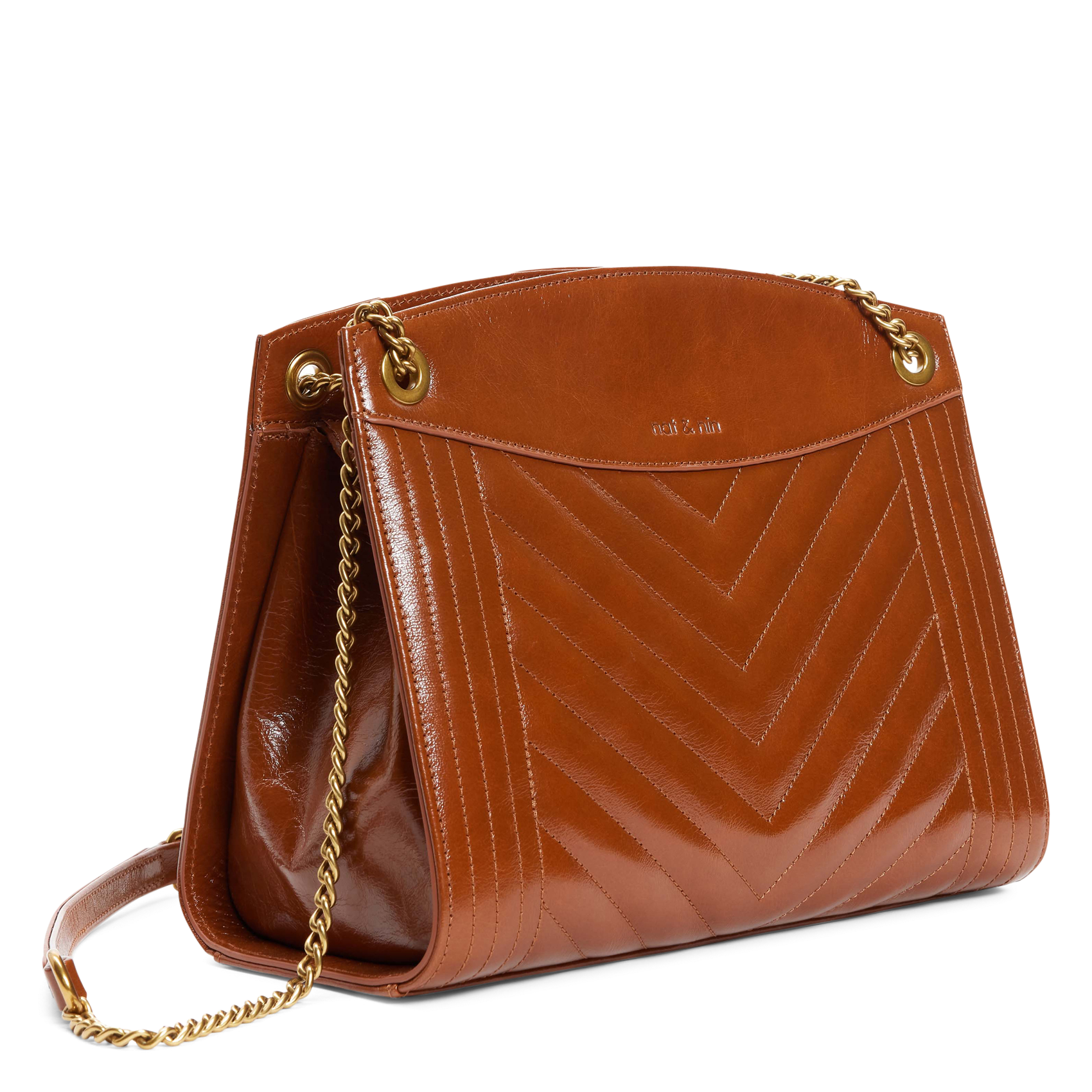 Gesteppte Ledertasche NAT & NIN Braun