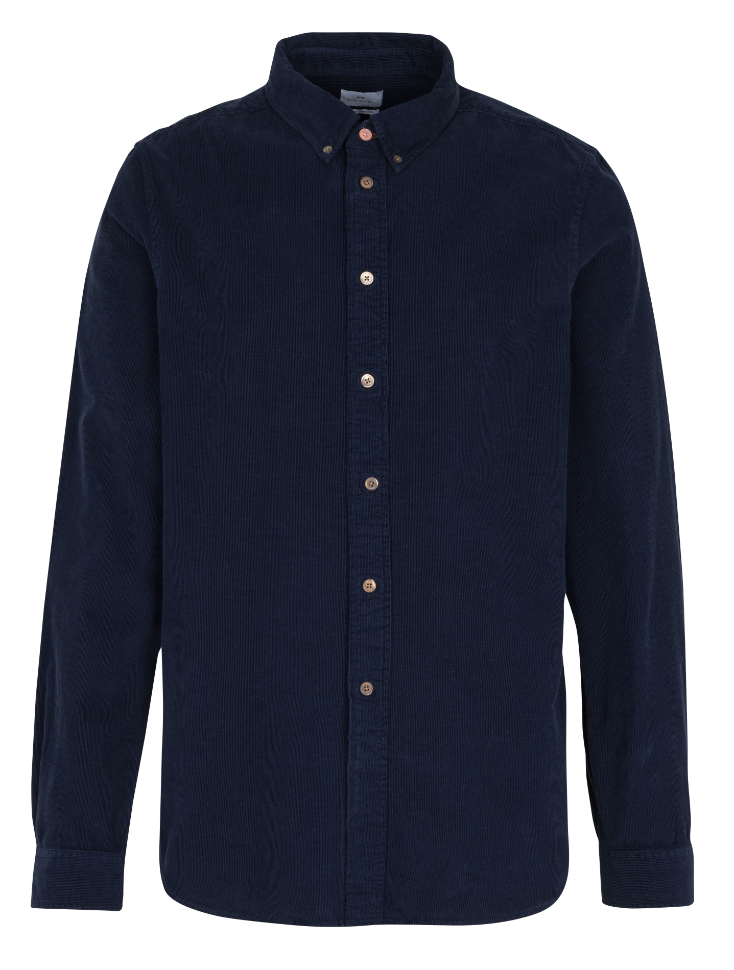 Tailored-fit shirt with American collar in corduroy. PAUL SMITH Blue
