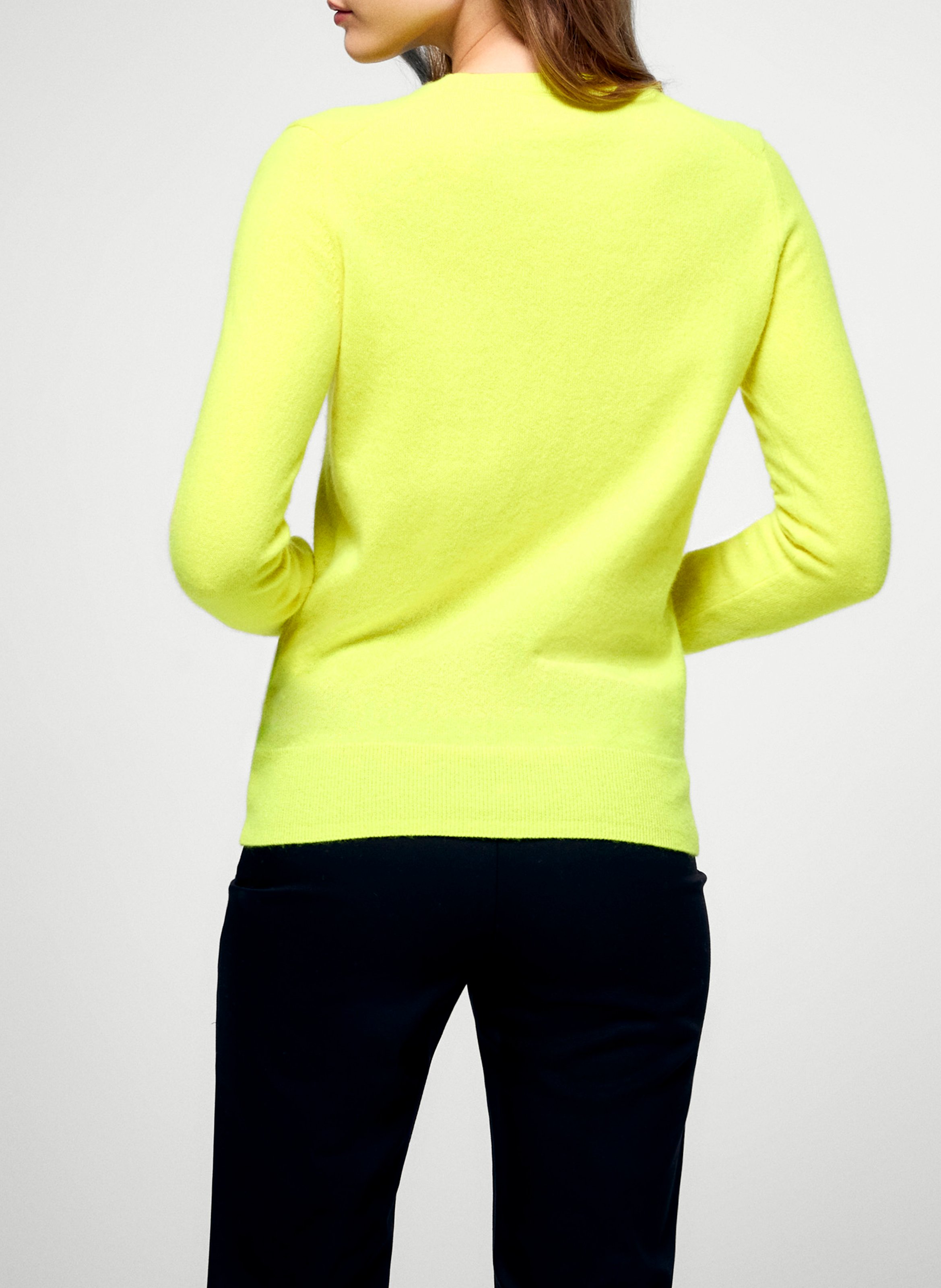 Straight cotton sweater with round neck FROM FUTURE Yellow