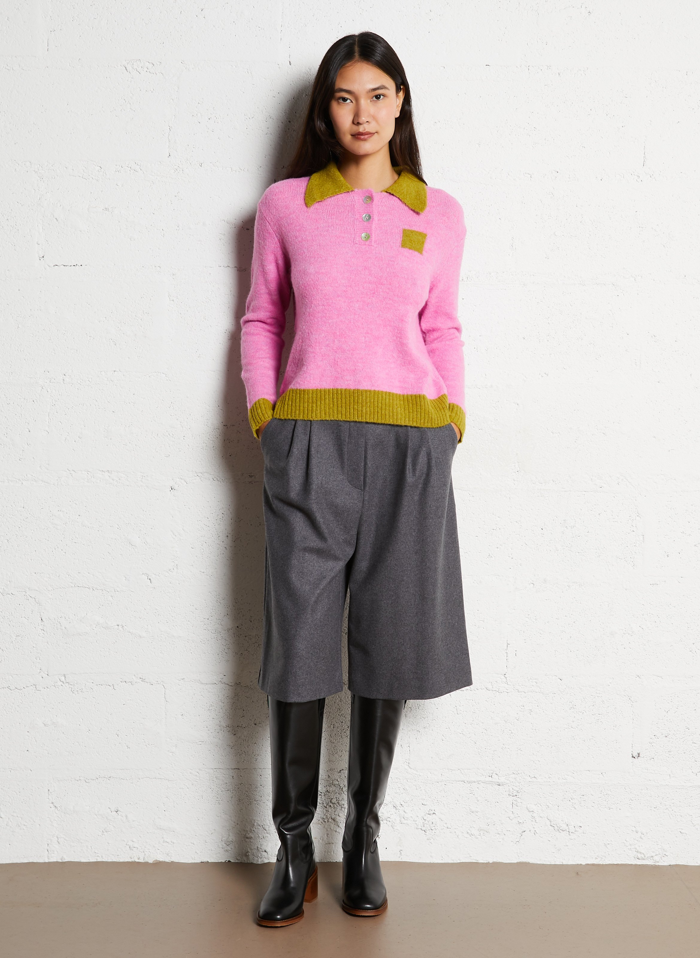 High-waisted straight Bermuda shorts THE NEW SOCIETY Grey