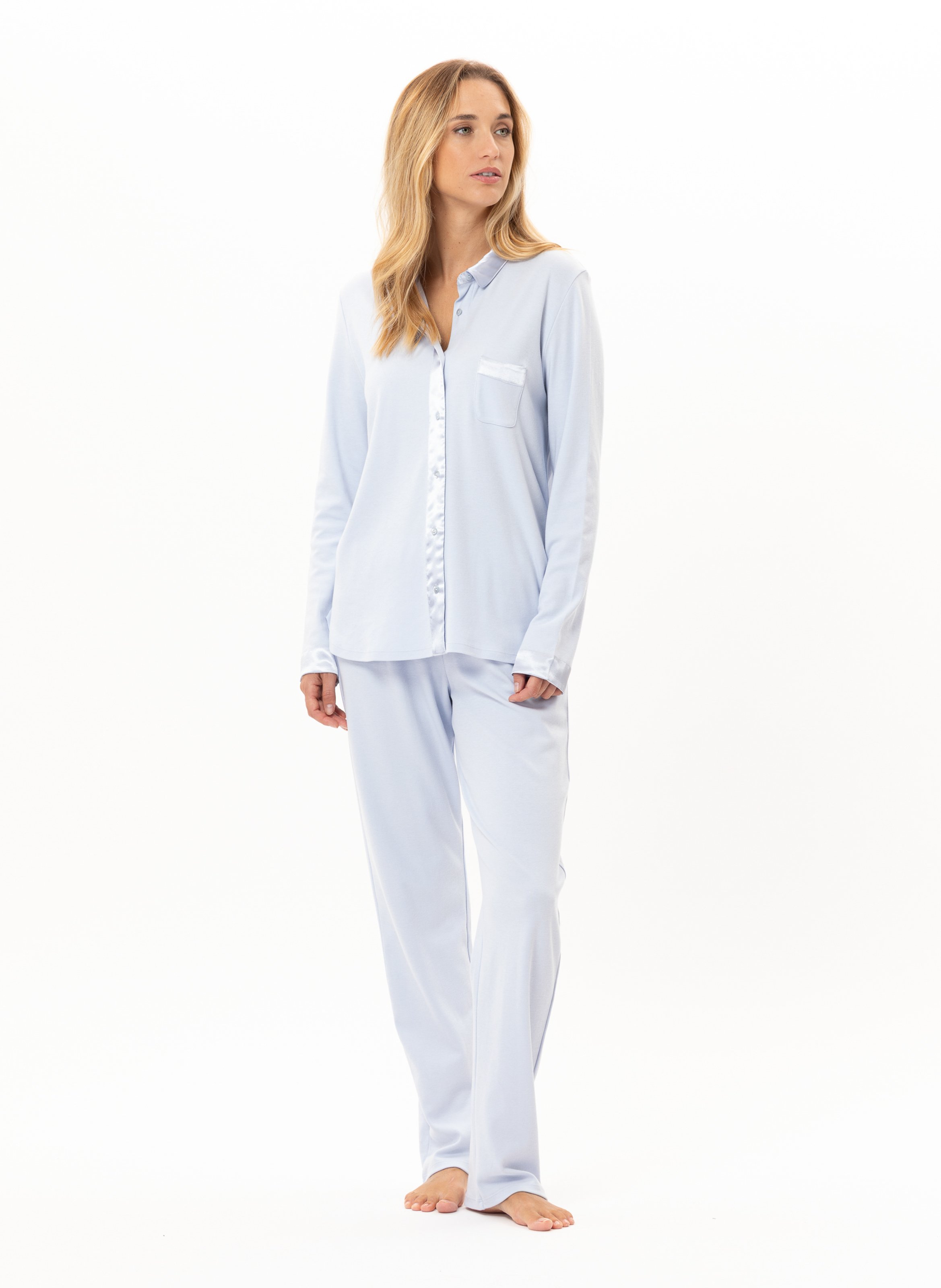 Buttoned cotton pajamas LE CHAT Blue