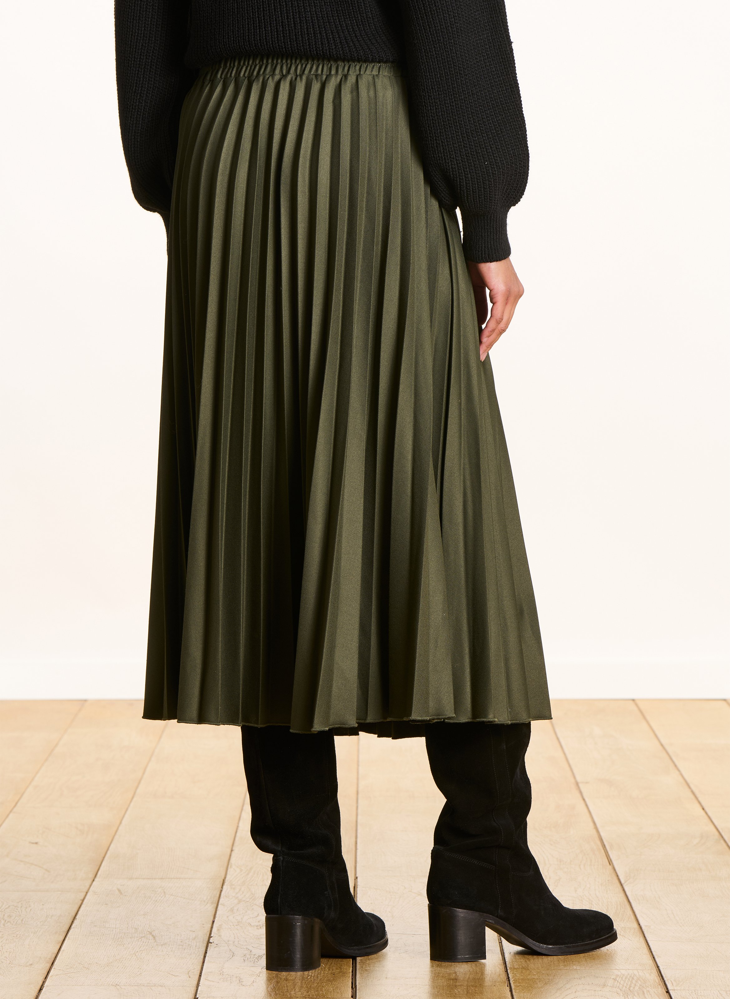 Jupe midi plissée LA FEE MARABOUTEE Vert