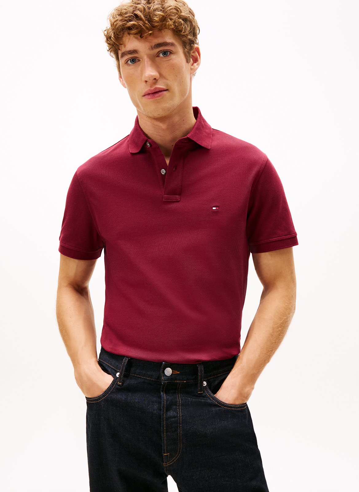 Regular-fit organic cotton-blend polo shirt TOMMY HILFIGER Red