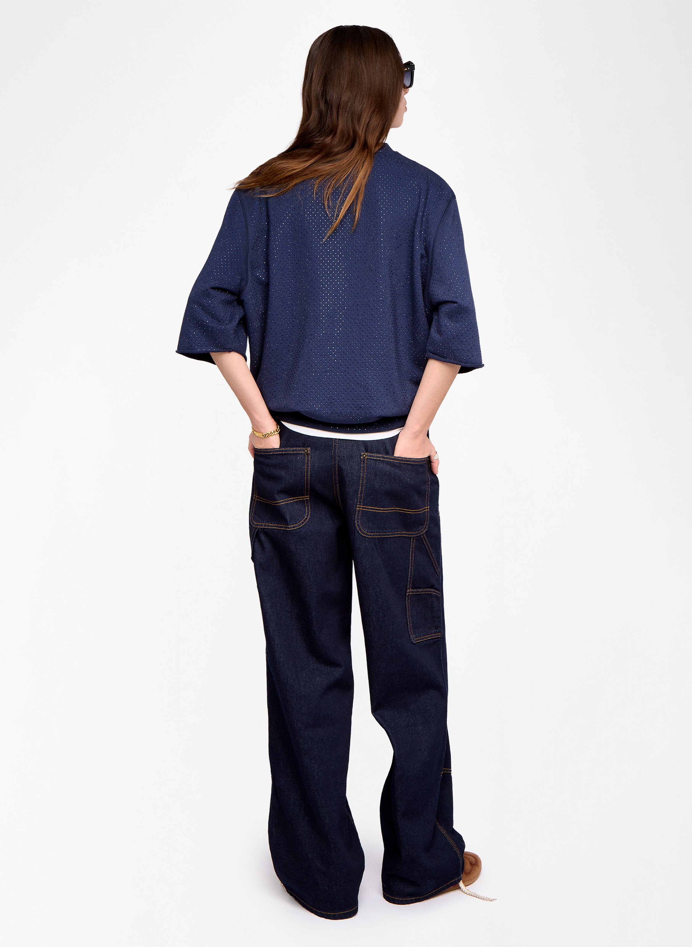 Sweat col rond en coton mélangé ZADIG&VOLTAIRE Bleu