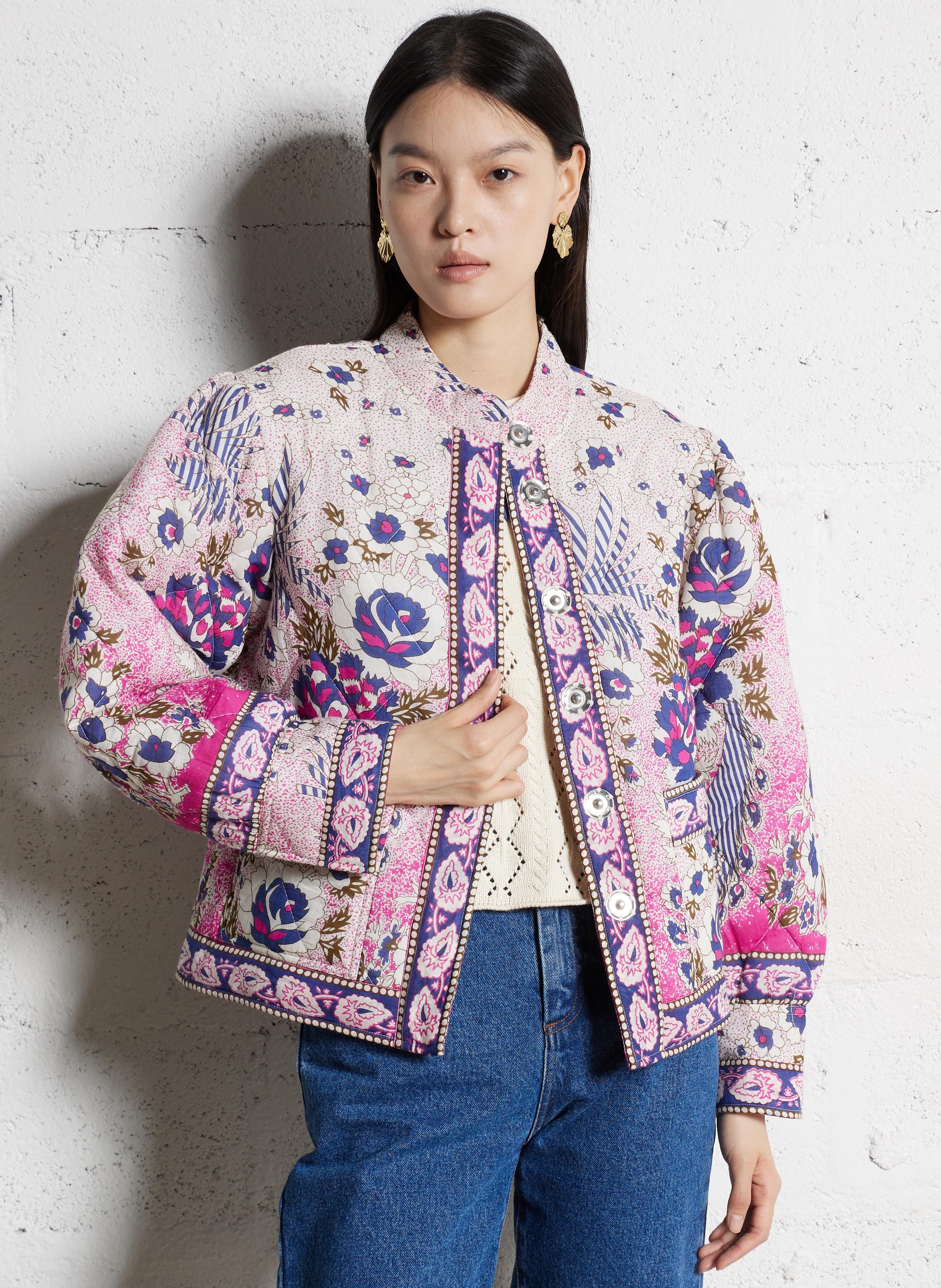 Katoenen jasje met ronde hals ANTIK BATIK Roze