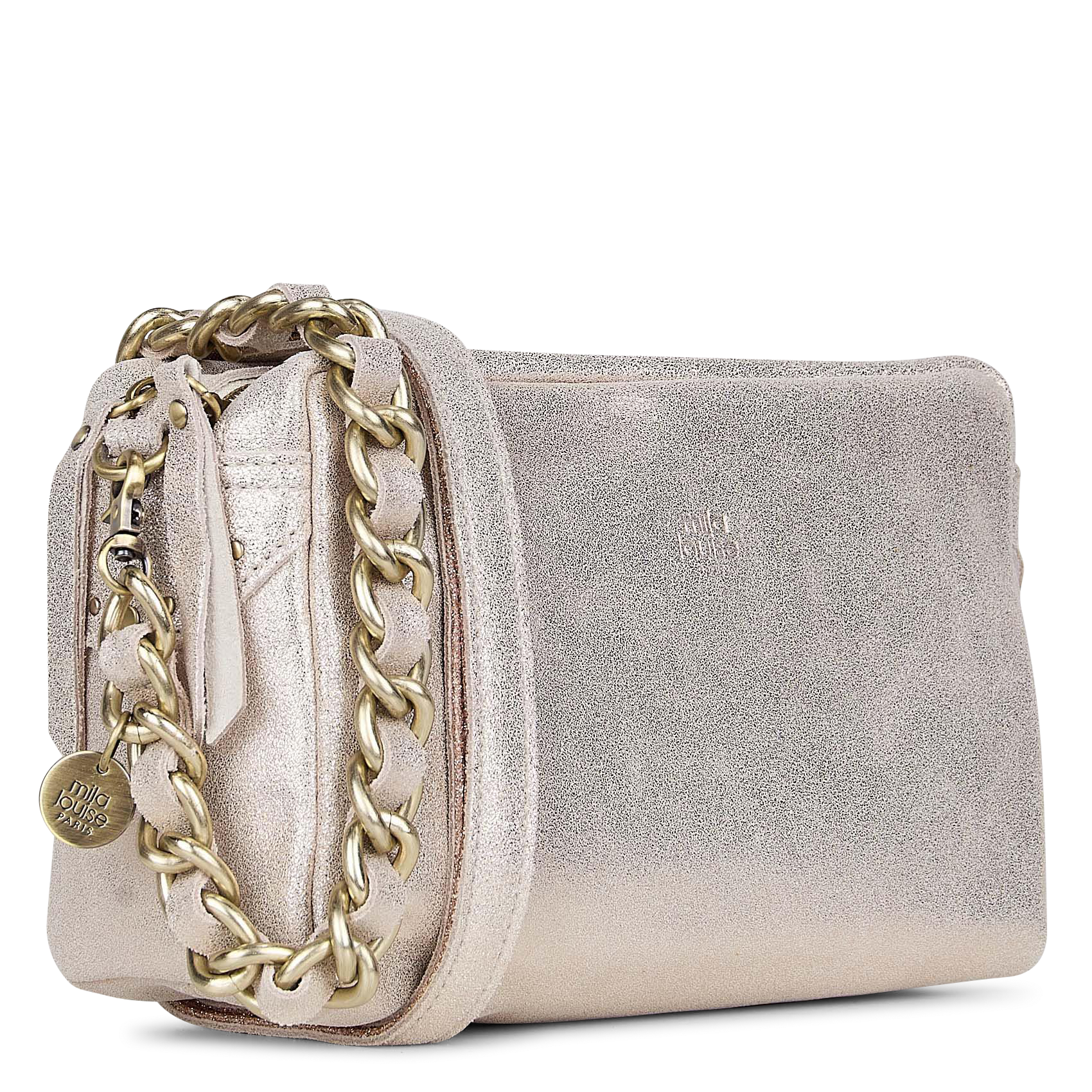 Umhängetasche aus Spaltleder in Metallic-Optik MILA LOUISE