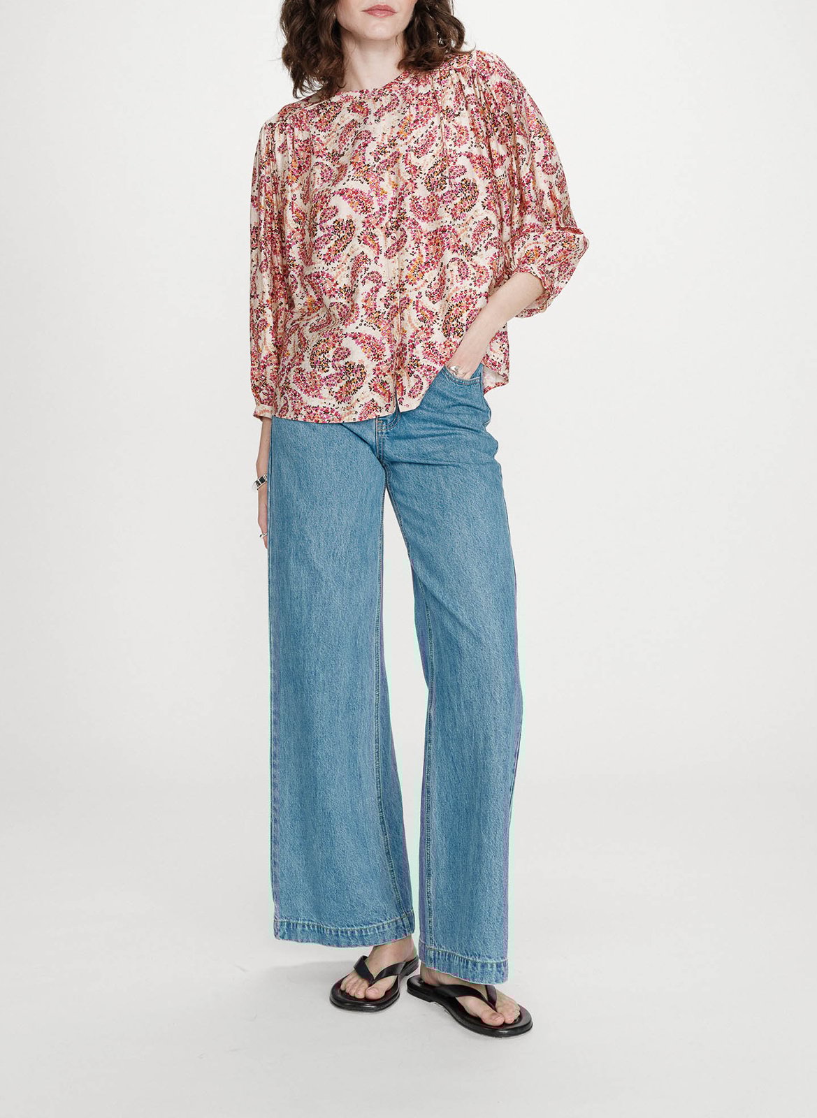 Chemise oversize col rond imprimé GRACE ET MILA Orange