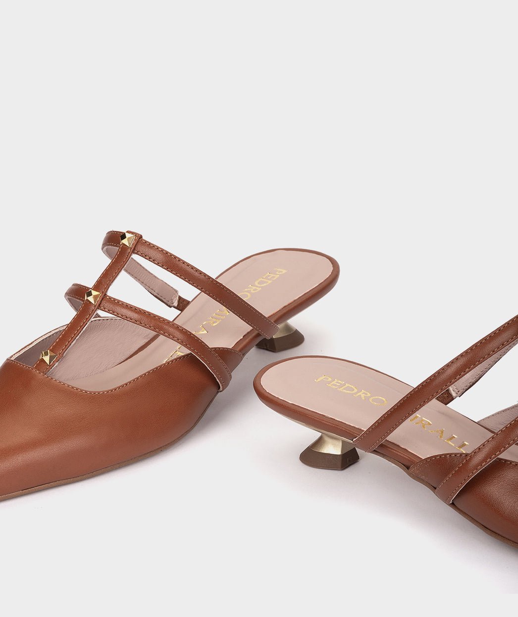 Open-toe brown leather high heels. PEDRO MIRALLES Brown