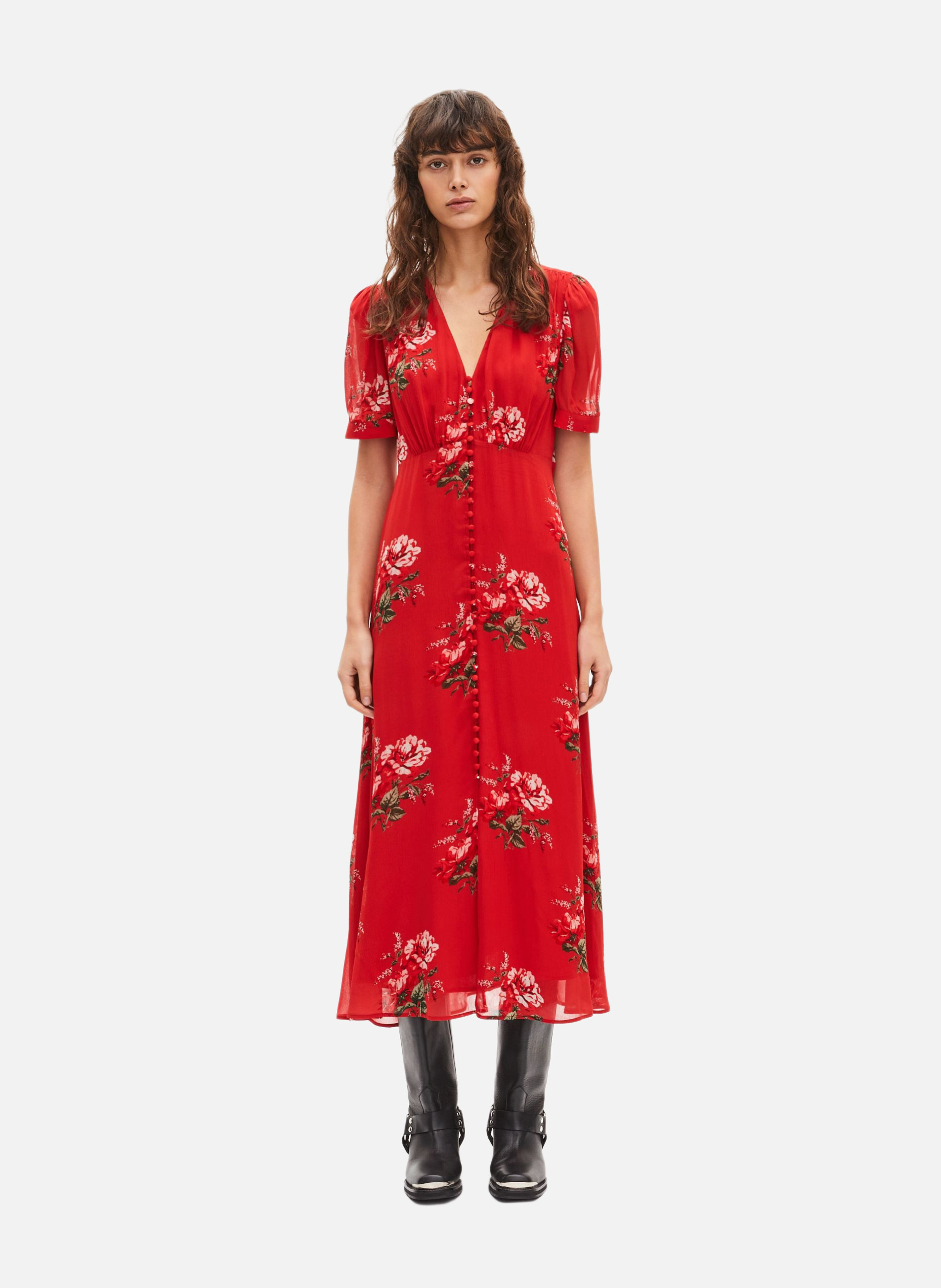 Floral print long dress THE KOOPLES Red