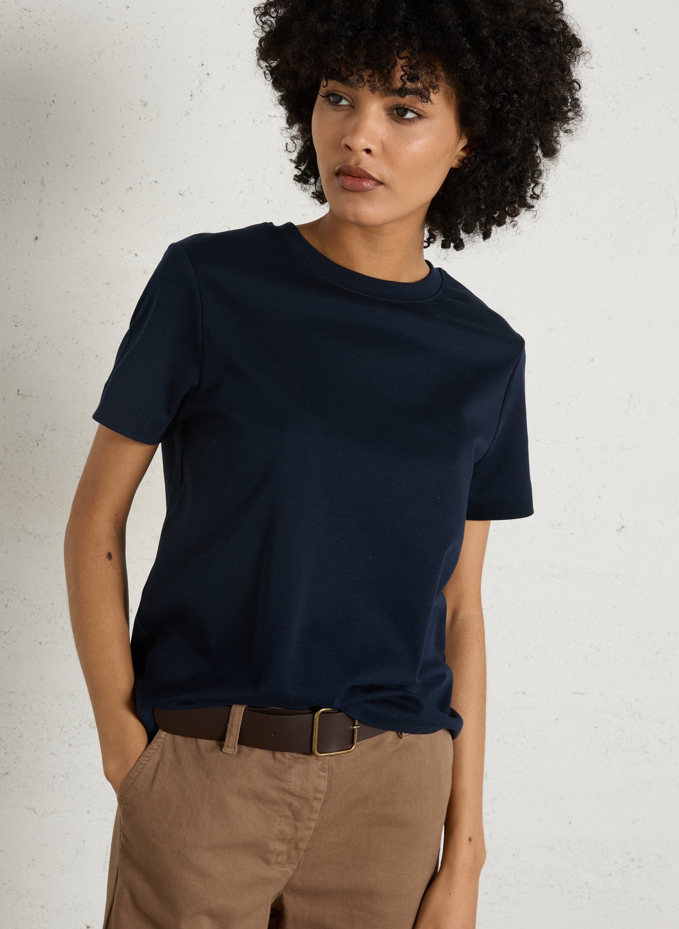tee-shirt droit col rond en coton MAISON 123 Bleu