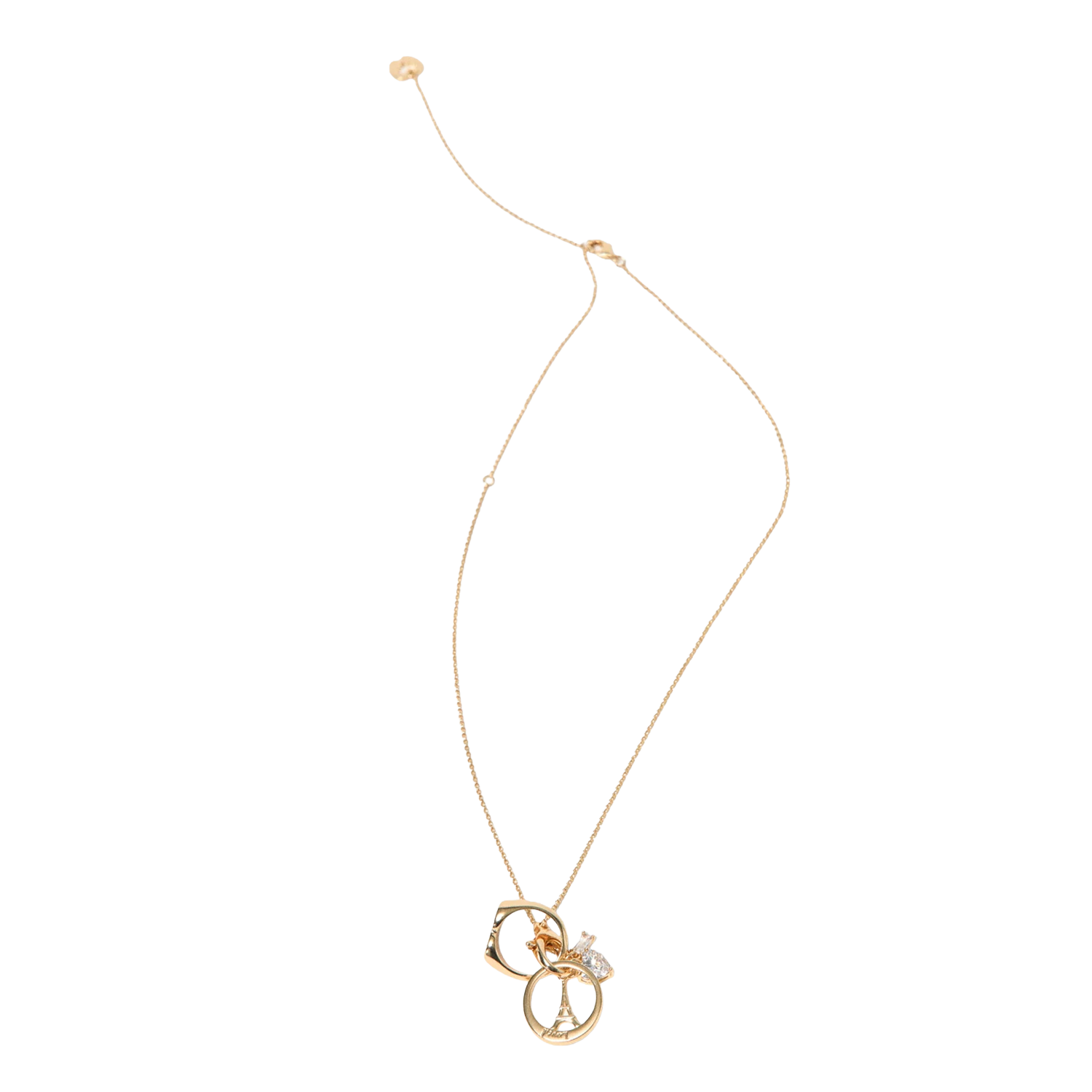 Ketting met hanger ringen van messing MAJE Goudkleurig