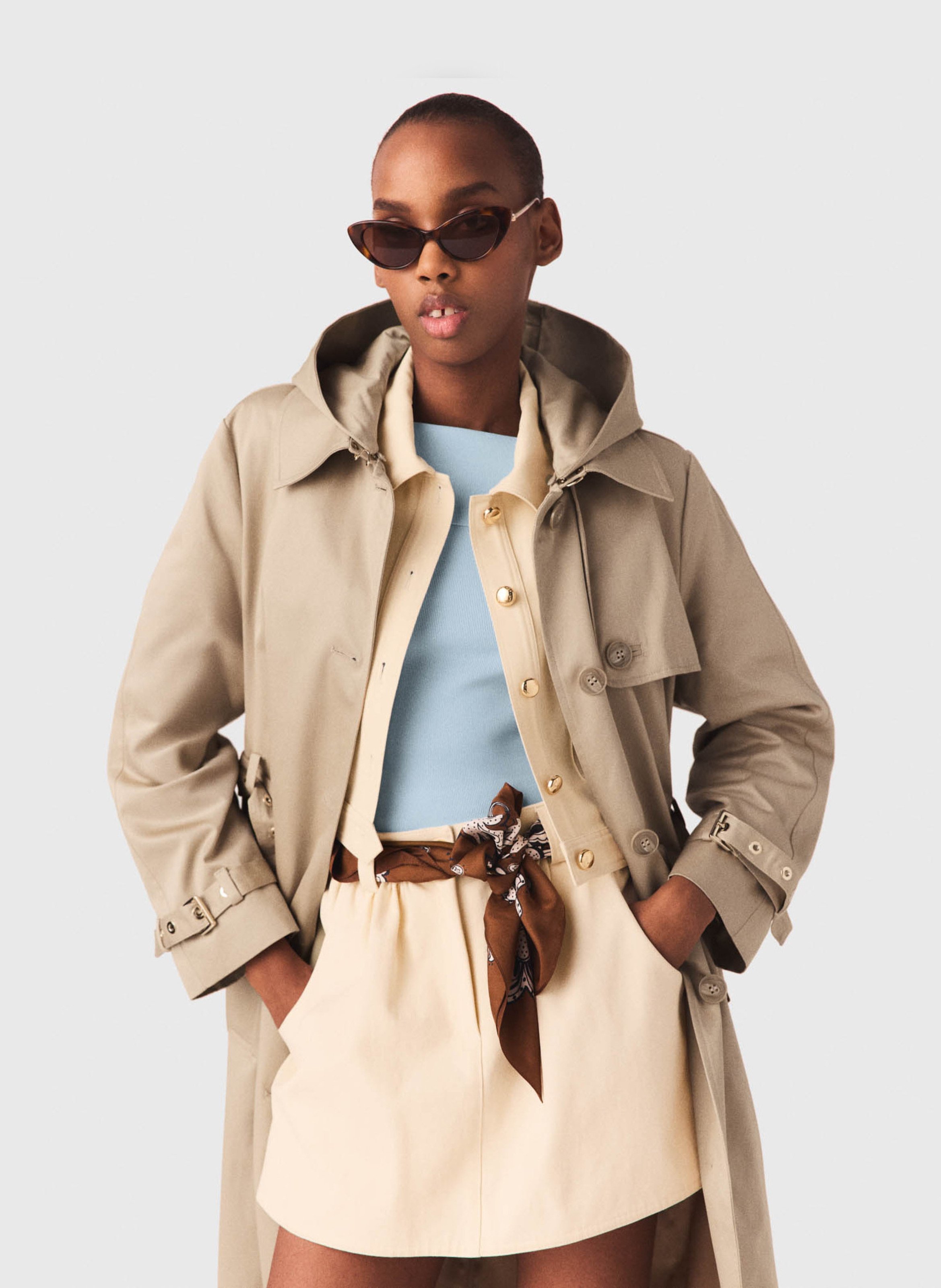 Effen trenchcoat MAJE Beige