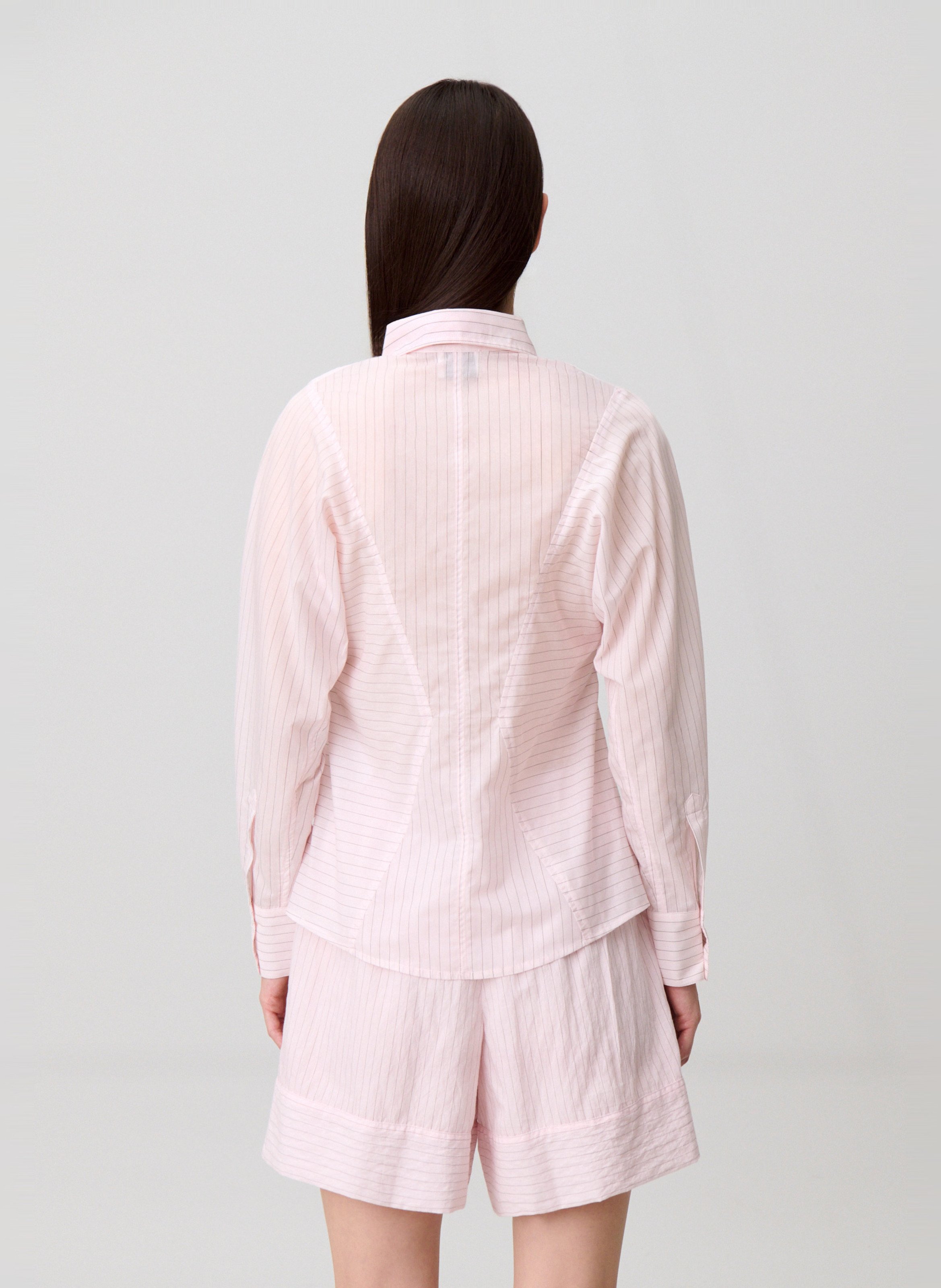 Getailleerd shirt met fijne strepen CLAUDIE PIERLOT Roze